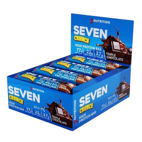 7 NUTRITION - Seven Crunch HP Riegel - 12x 77g - Dreifache Schokolade