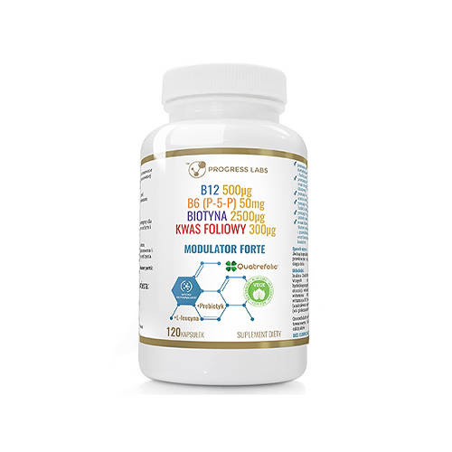 PROGRESS LABS Modulator Forte - 120caps. - Modulator Homocysteiny Vitamin B12 B6 Biotin Folsäure