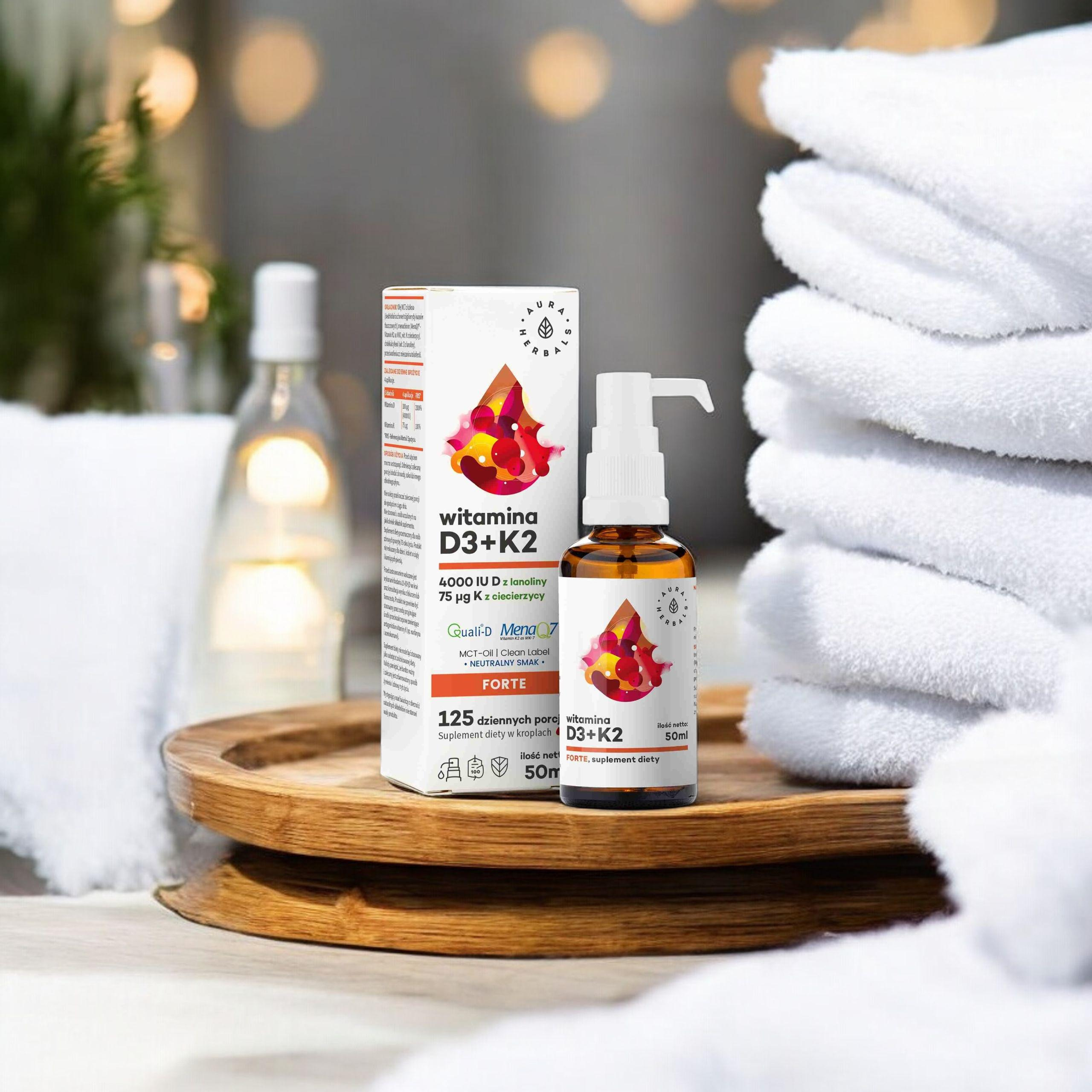 AURA HERBALS - Vitamin D3 4000 IE + K2 MCT - 50ml