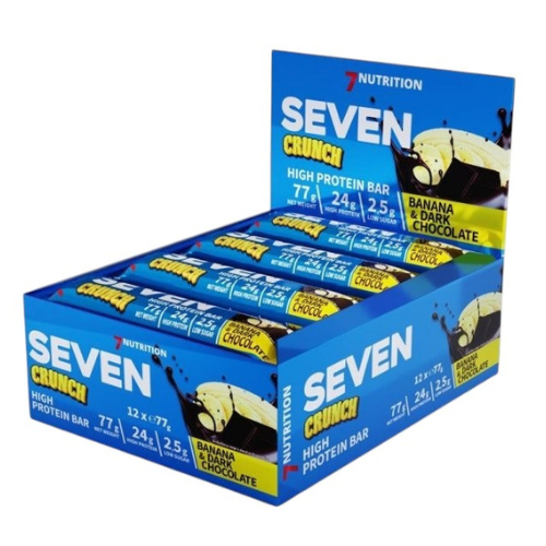 7 NUTRITION - Seven Crunch HP Riegel - 12x 77g - Banane und Zartbitterschokolade