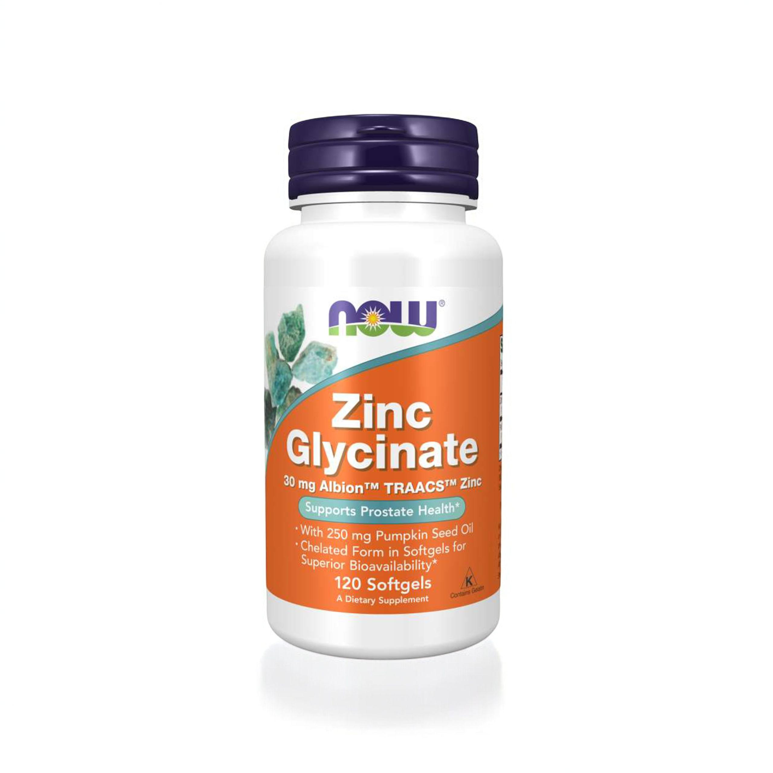 NOW Zinc Glycinate 30mg - 120softgels - Glicynian Zink