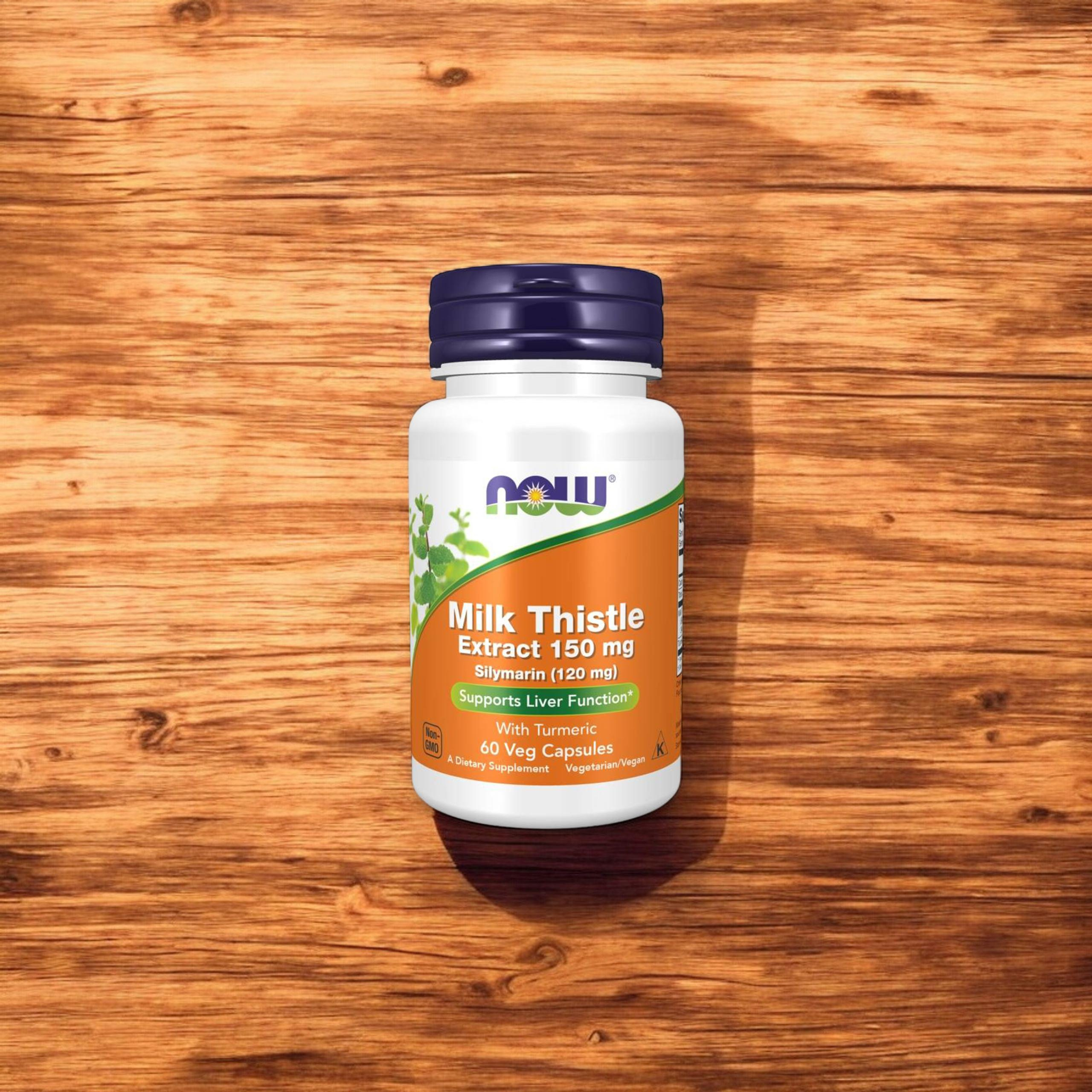 NOW Mariendistel-Extrakt 150mg Silymarin (120mg) mit Kurkuma - 60vcaps.