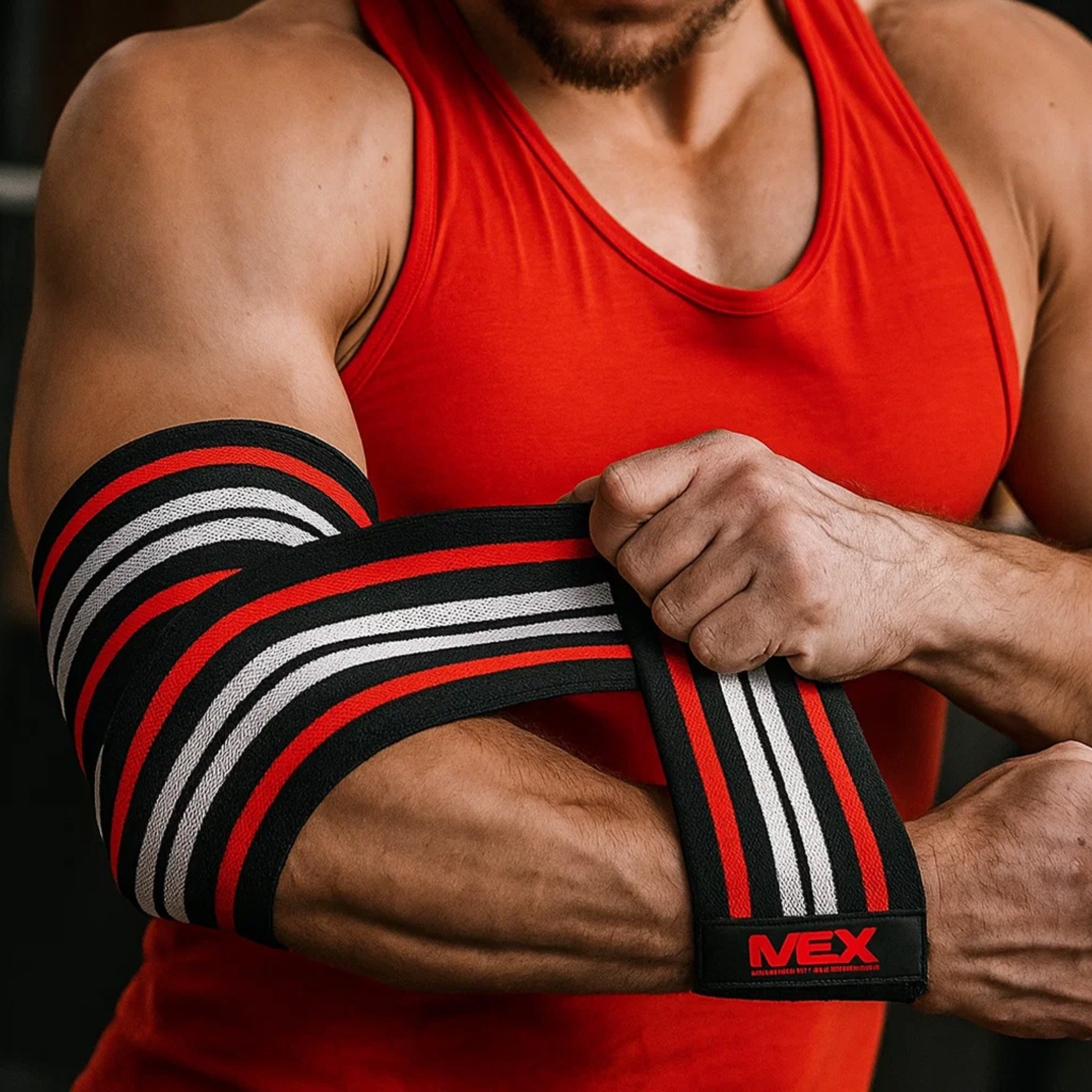 MEX SPORT - Elbow Wraps - Schwarz/Rot/Weiß