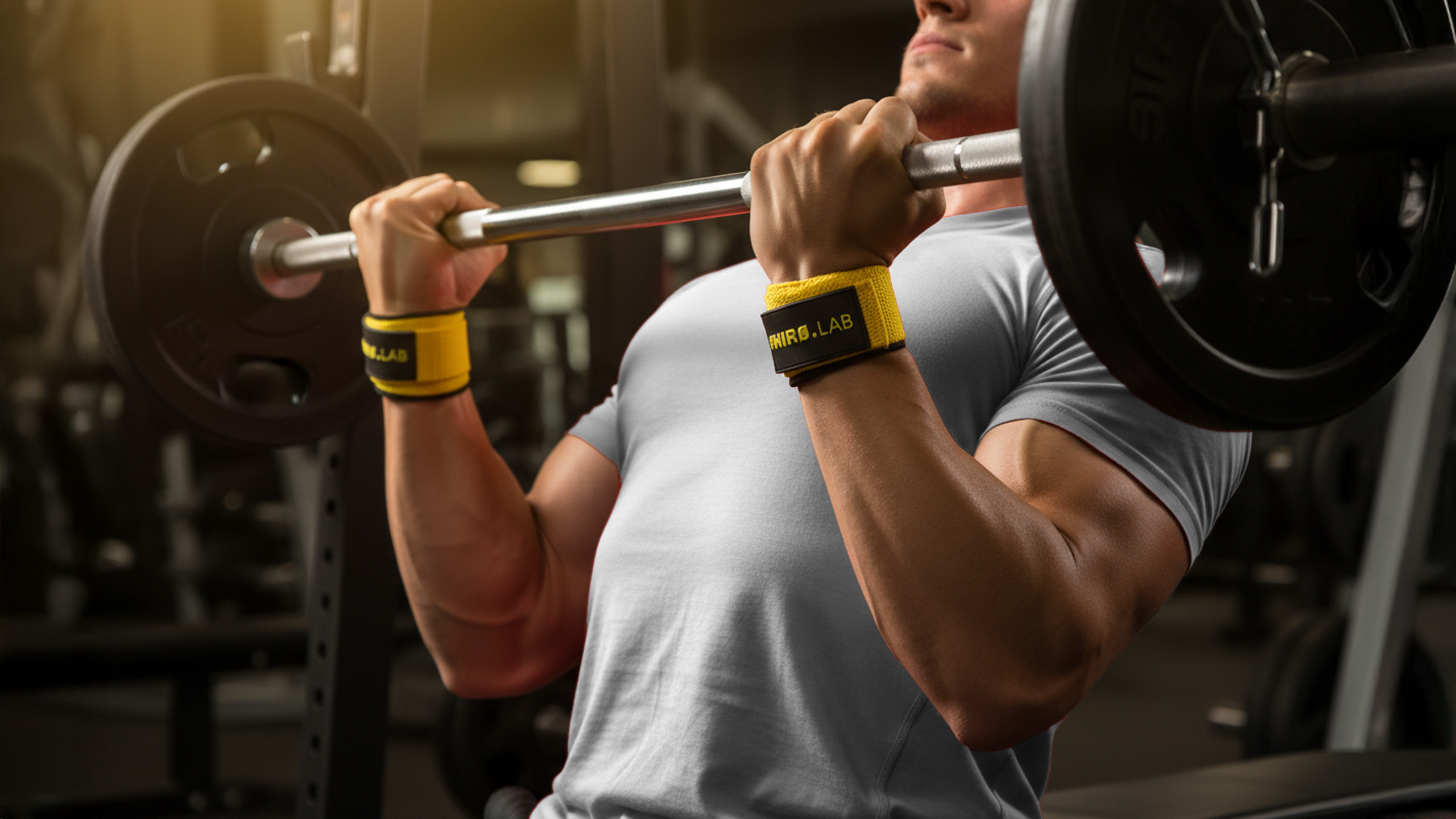 HIRO.LAB Cotton Strap - Rubber Logo New - Yellow - Paski zum Heben von Gewichten