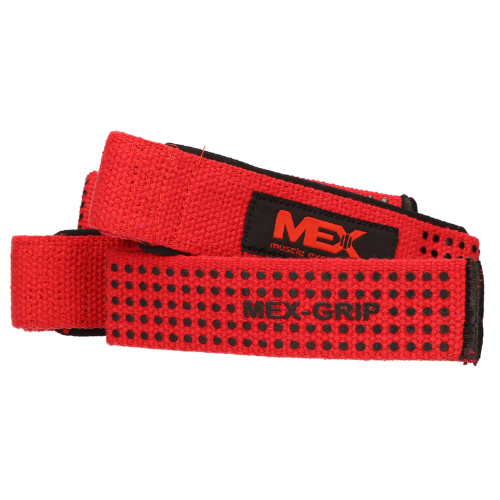 MEX NUTRITION - Zughilfen - Schwarz - Rot - 56cm - AUSVERKAUF