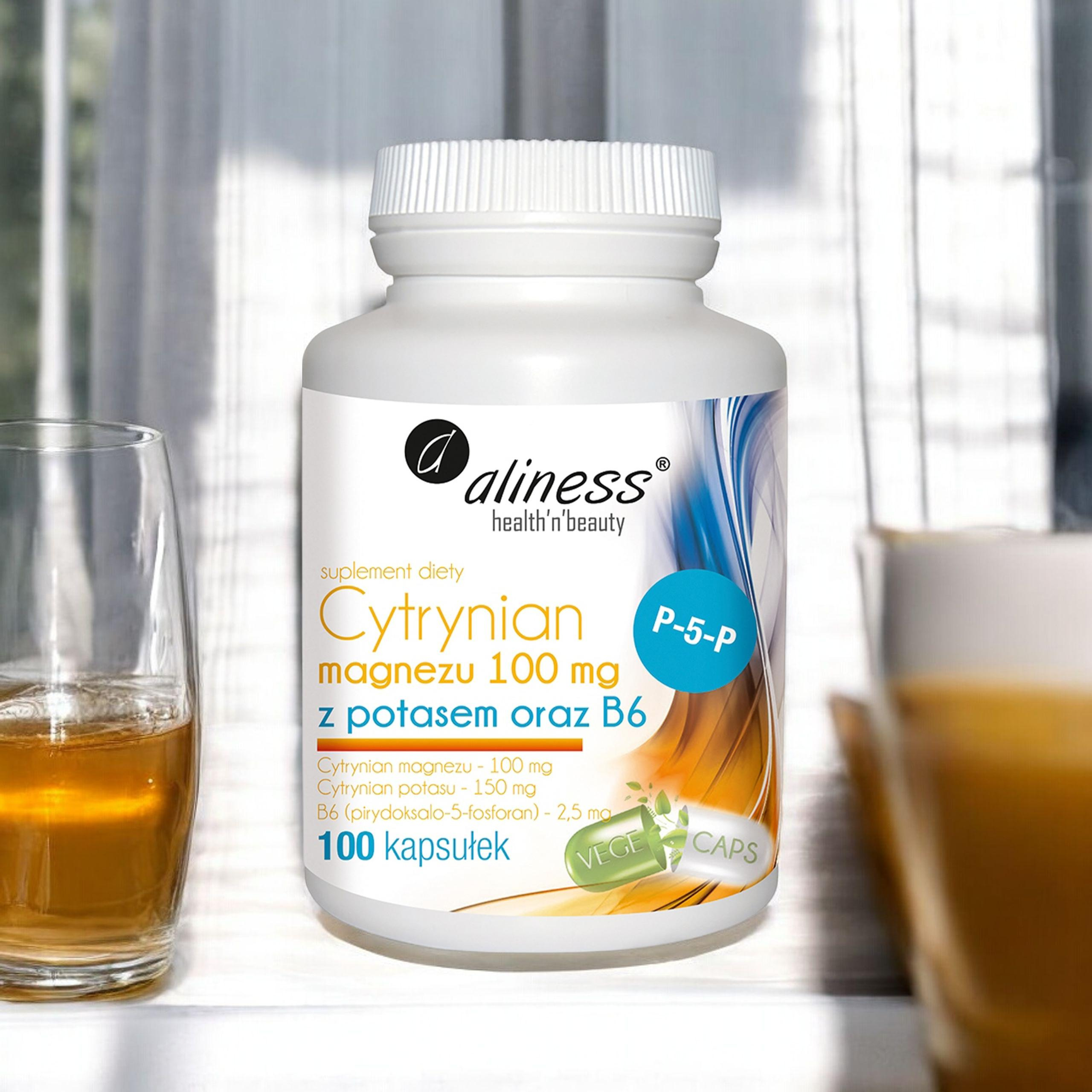 ALINESS Magnesium Citrat 100mg mit Kalium und B6 - 100 caps