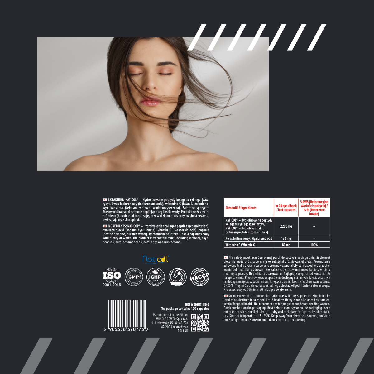 MP NUTRITION Marine Collagen 550mg - 120caps - Fisch Kollagen Naticol