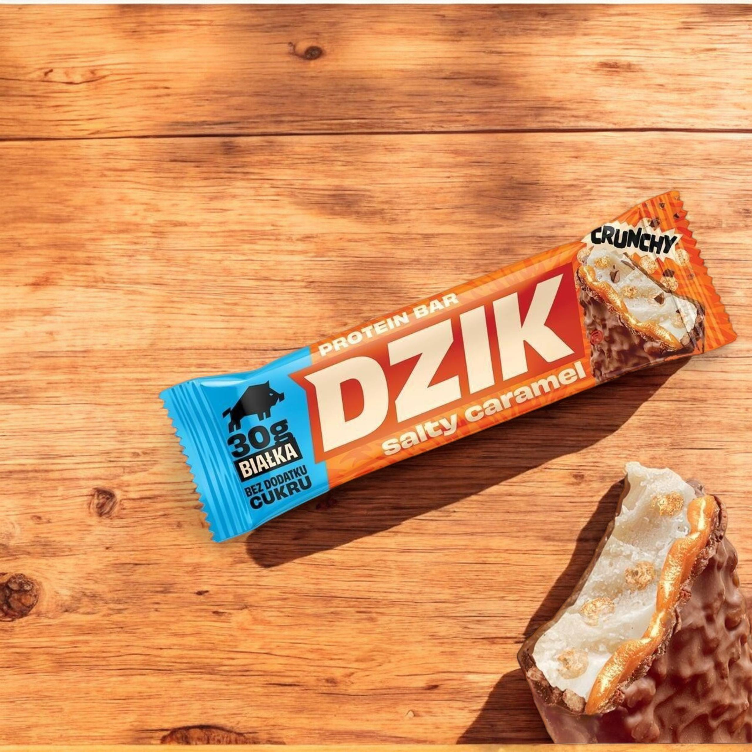 DZIK - Protein Riegel Knusprig - 70g - Gesalzenes Karamell - AUSVERKAUF - 6-05