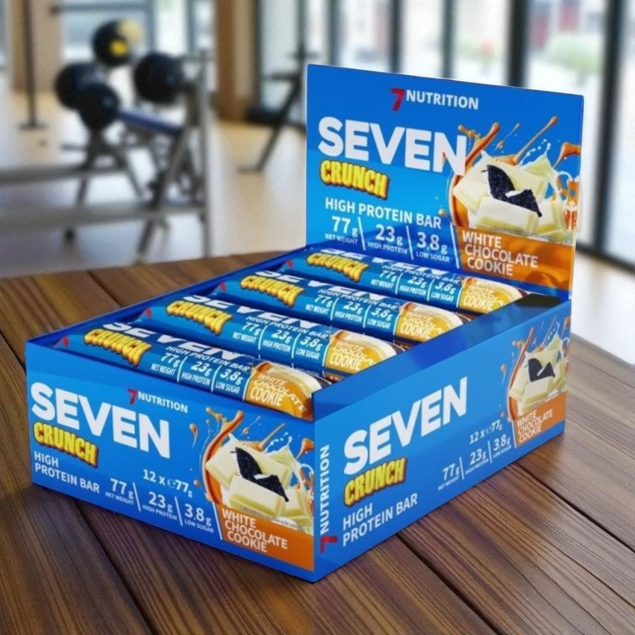 7 NUTRITION - Seven Crunch HP Riegel - 12x 77g - Weiße Schokolade Keks