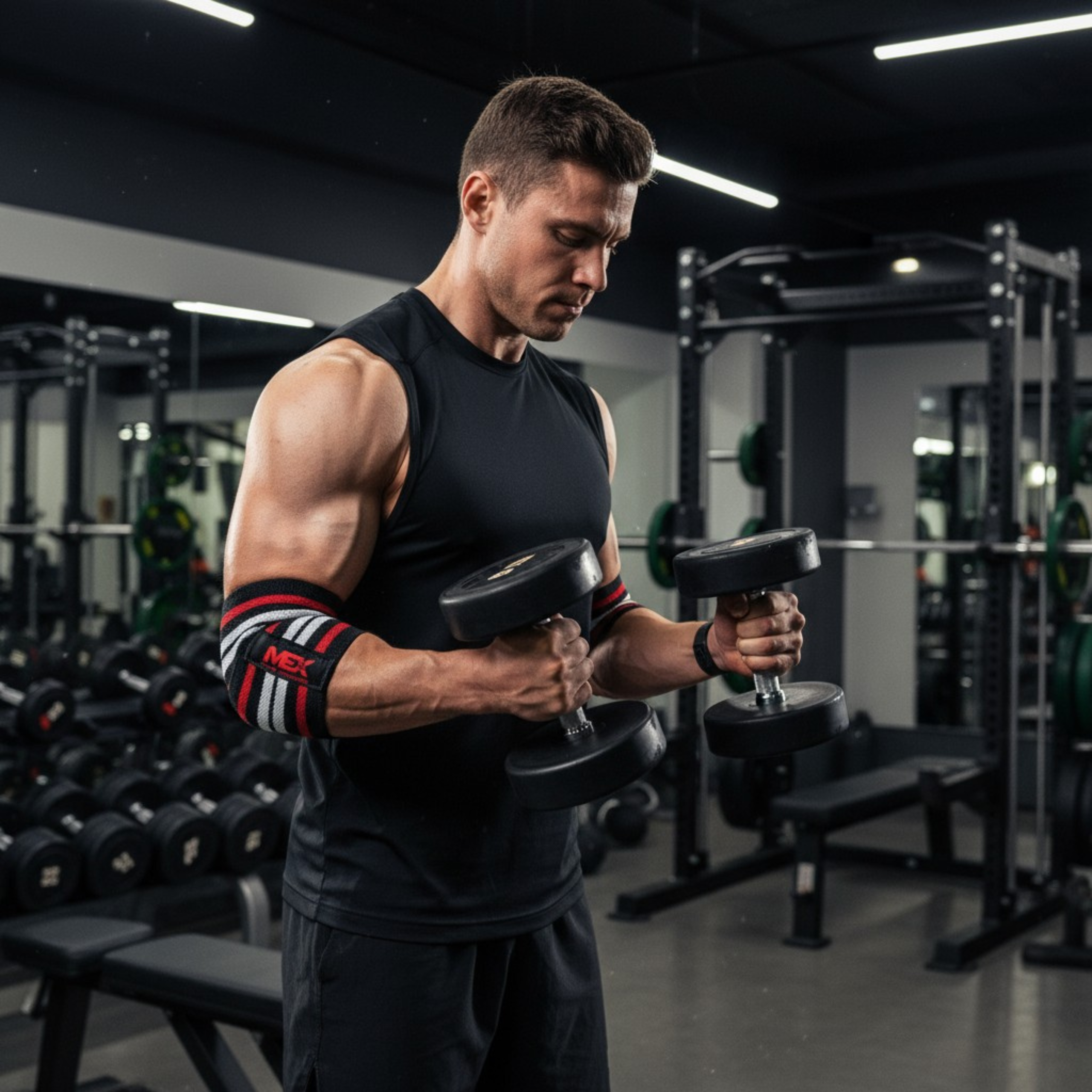 MEX SPORT - Elbow Wraps - Schwarz/Rot/Weiß