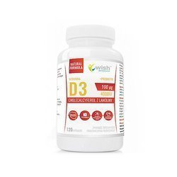 WISH Pharmaceutical Vitamin D3 100mcg Zustand kości + Prebiotyk -120caps.