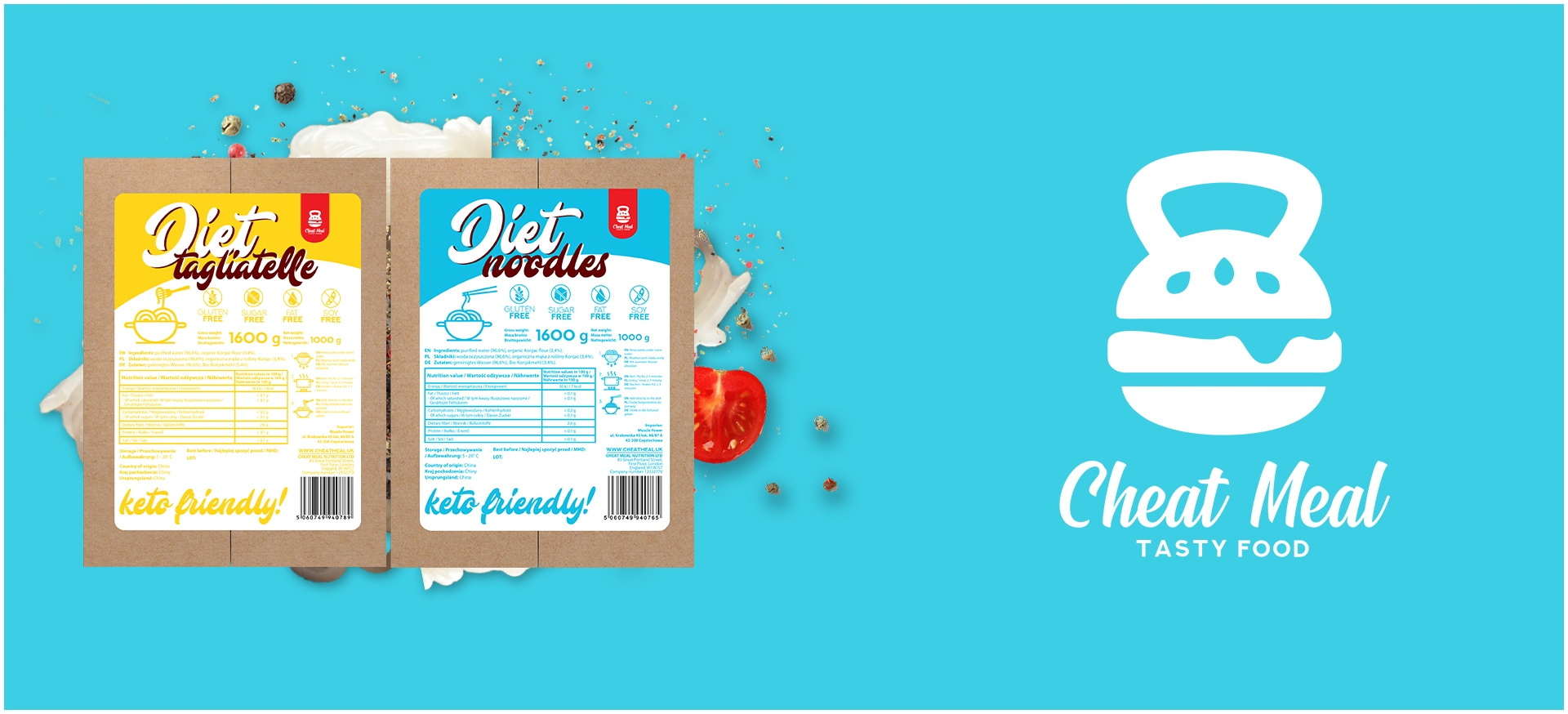 Cheat Meal Nutrition Diet Tagliatelle + Noodles 2x1600g (2000g netto) - Makaron Konjac