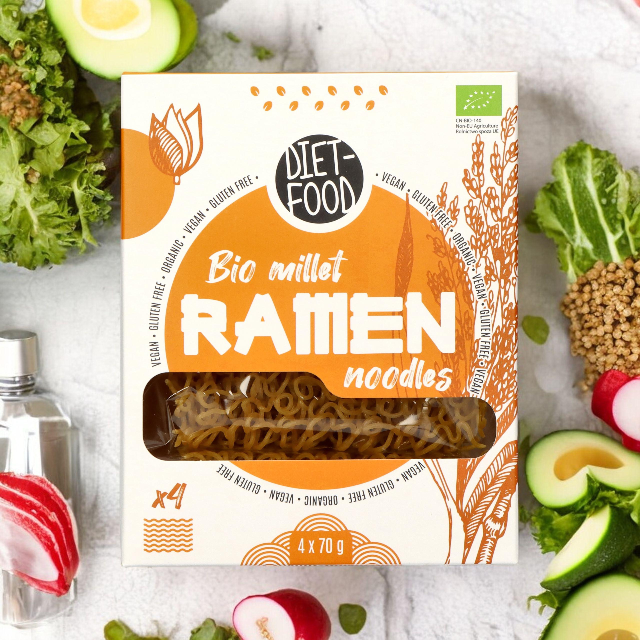 DIET FOOD Bio Millet Makaron Ramen Noodles - 4x70g