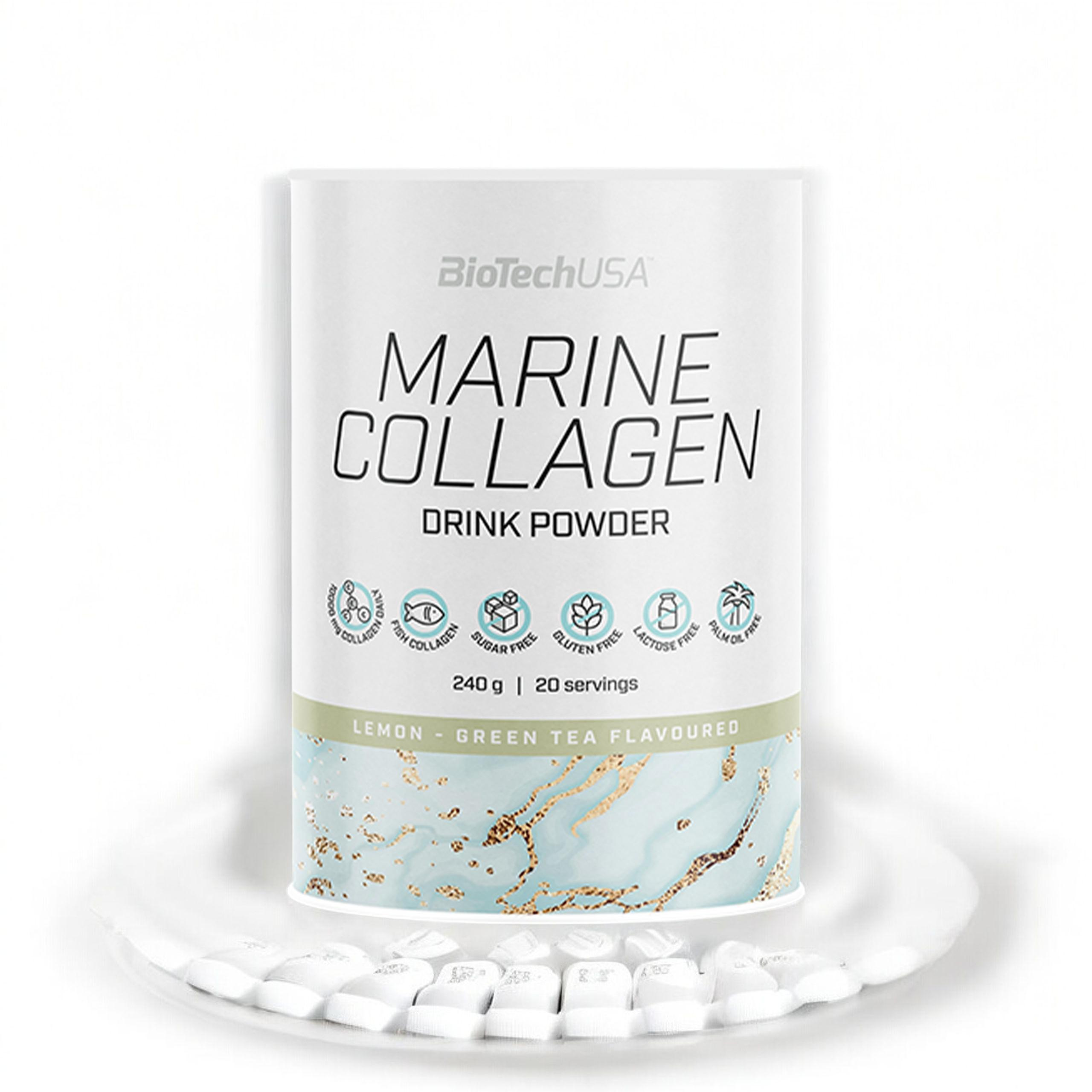 BioTech USA Marine Collagen Drink Powder - 240g - Lemon Green Tea
