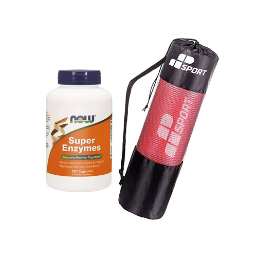 Zestaw NOW Super Enzymes - 180caps + MP SPORT - Trainingsmatte GRATIS