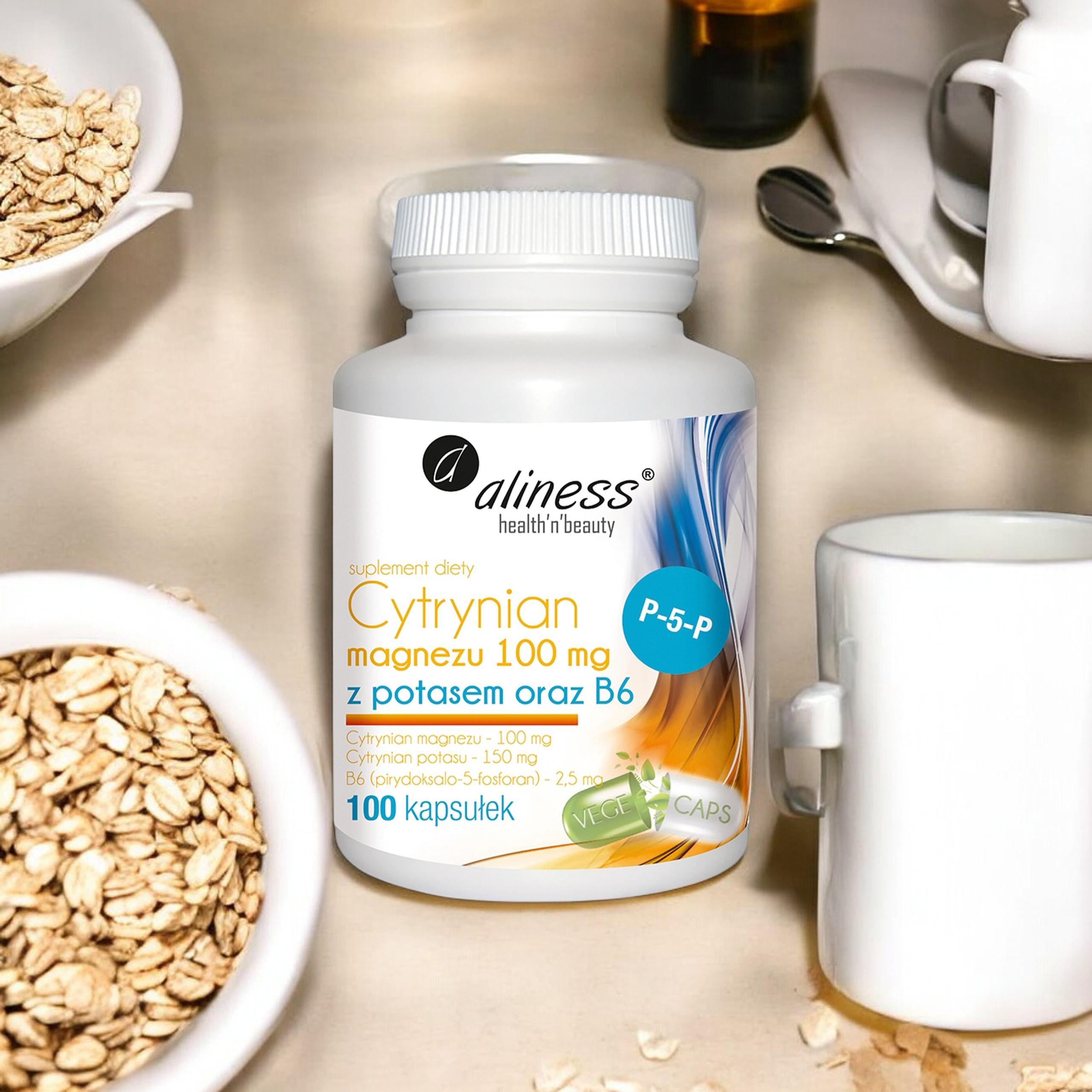 ALINESS Magnesium Citrat 100mg mit Kalium und B6 - 100 caps