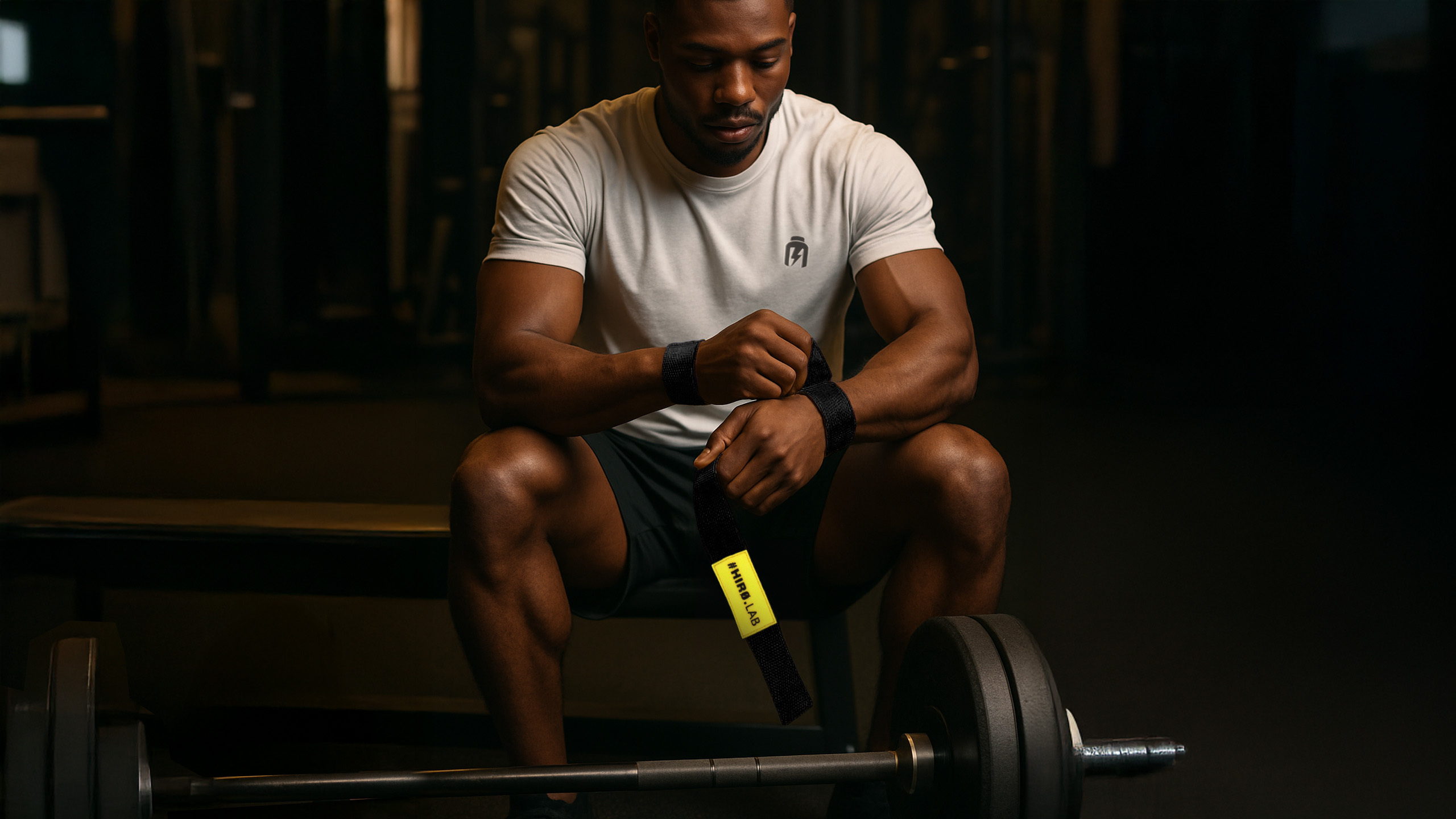 HIRO.LAB Cotton Strap - Rubber Logo New - Black - Paski zum Heben von Gewichten