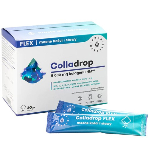 AURA HERBALS - Colladrop Flex - 30 saszetek - 5000 mg Meereskollagen