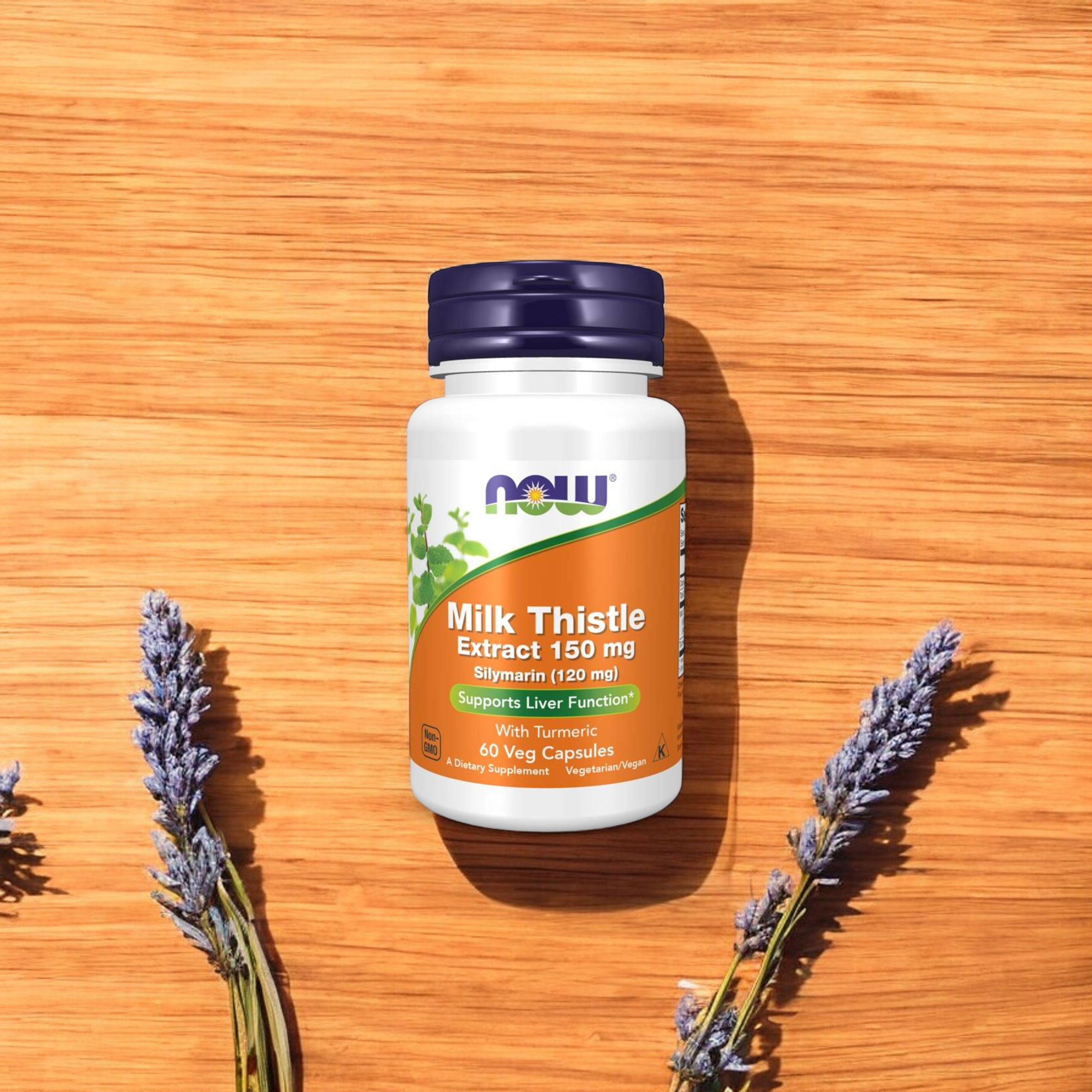 NOW Mariendistel-Extrakt 150mg Silymarin (120mg) mit Kurkuma - 60vcaps.
