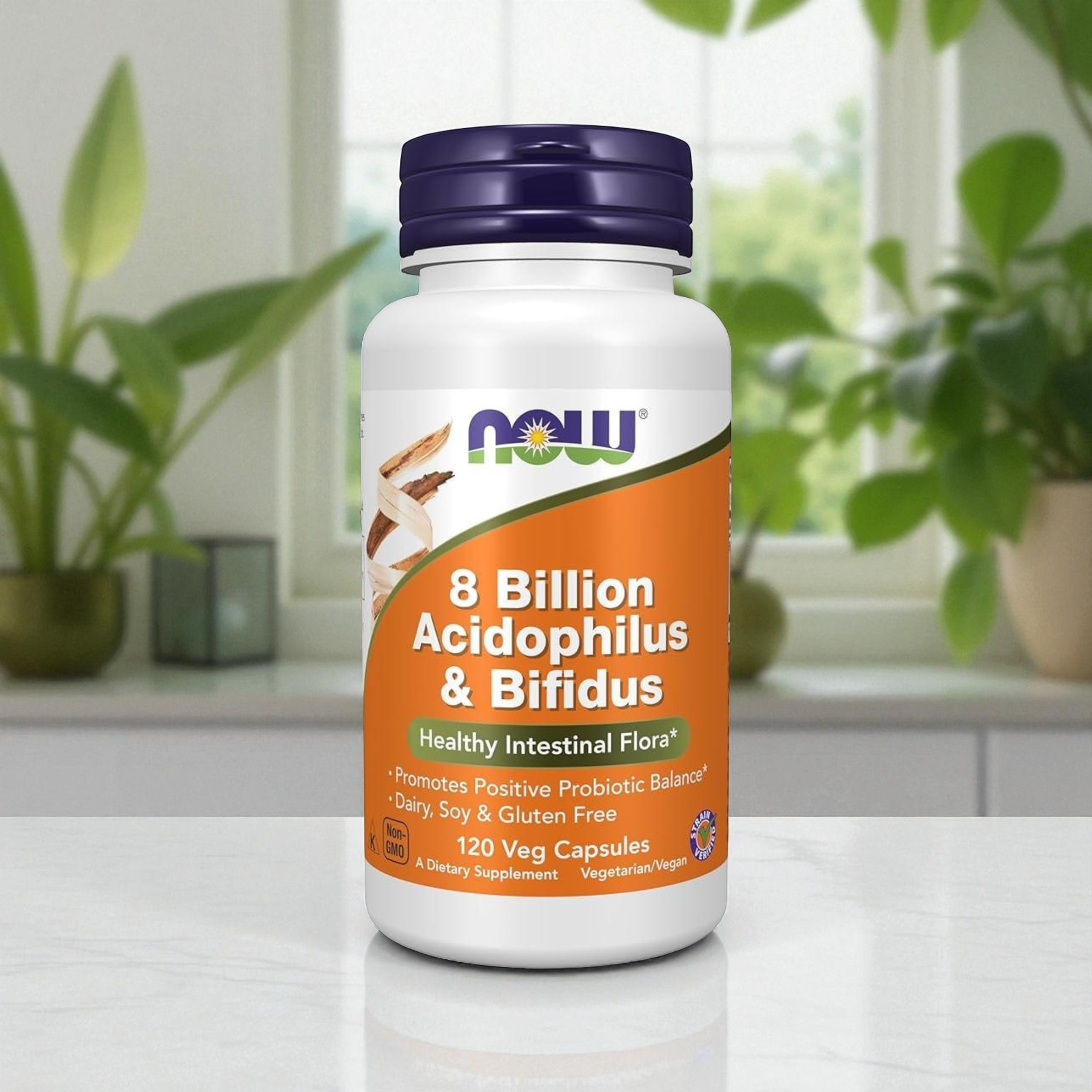 NOW - 8 Milliarden Acidophilus & Bifidus - 120 vegetarische Kapseln.