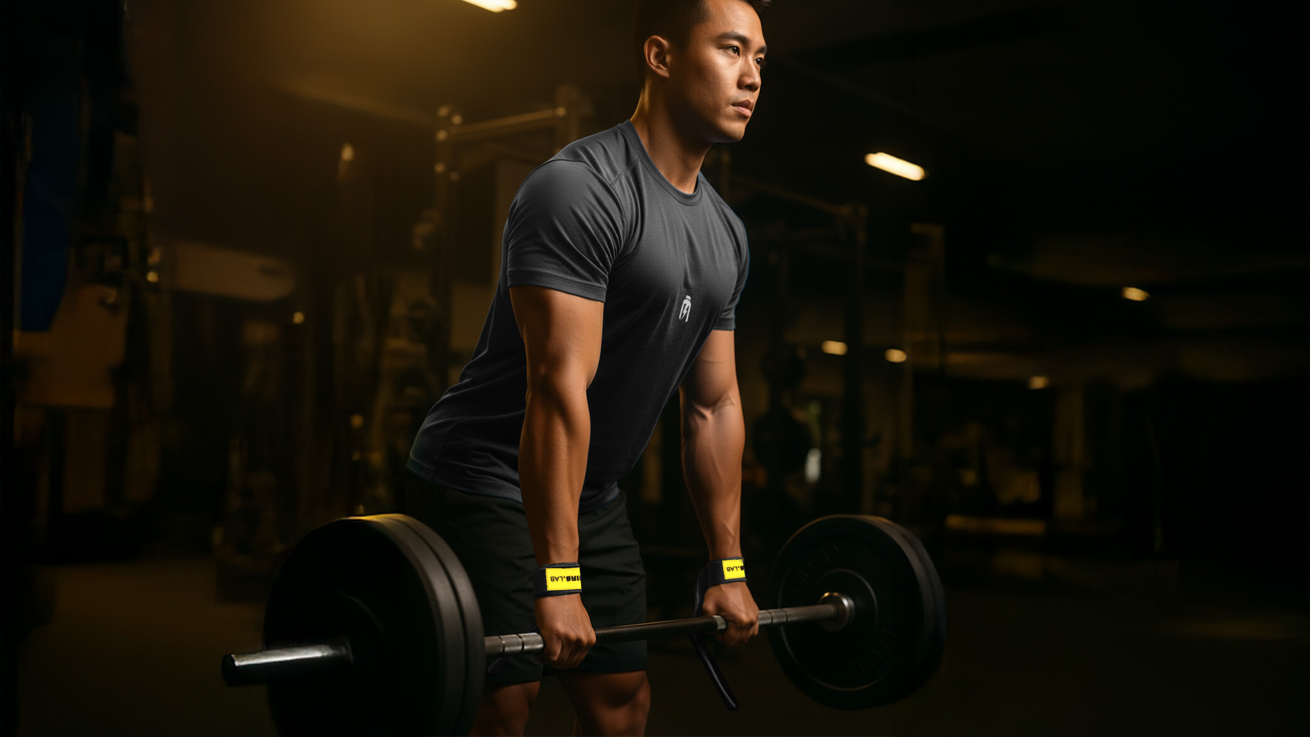 HIRO.LAB Cotton Strap - Rubber Logo New - Black - Paski zum Heben von Gewichten