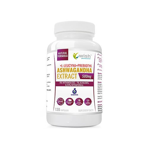 WISH Pharmaceutical Ashwagandha Extrakt 500mg (9% Witanolide) Indischer Ginseng - 120caps