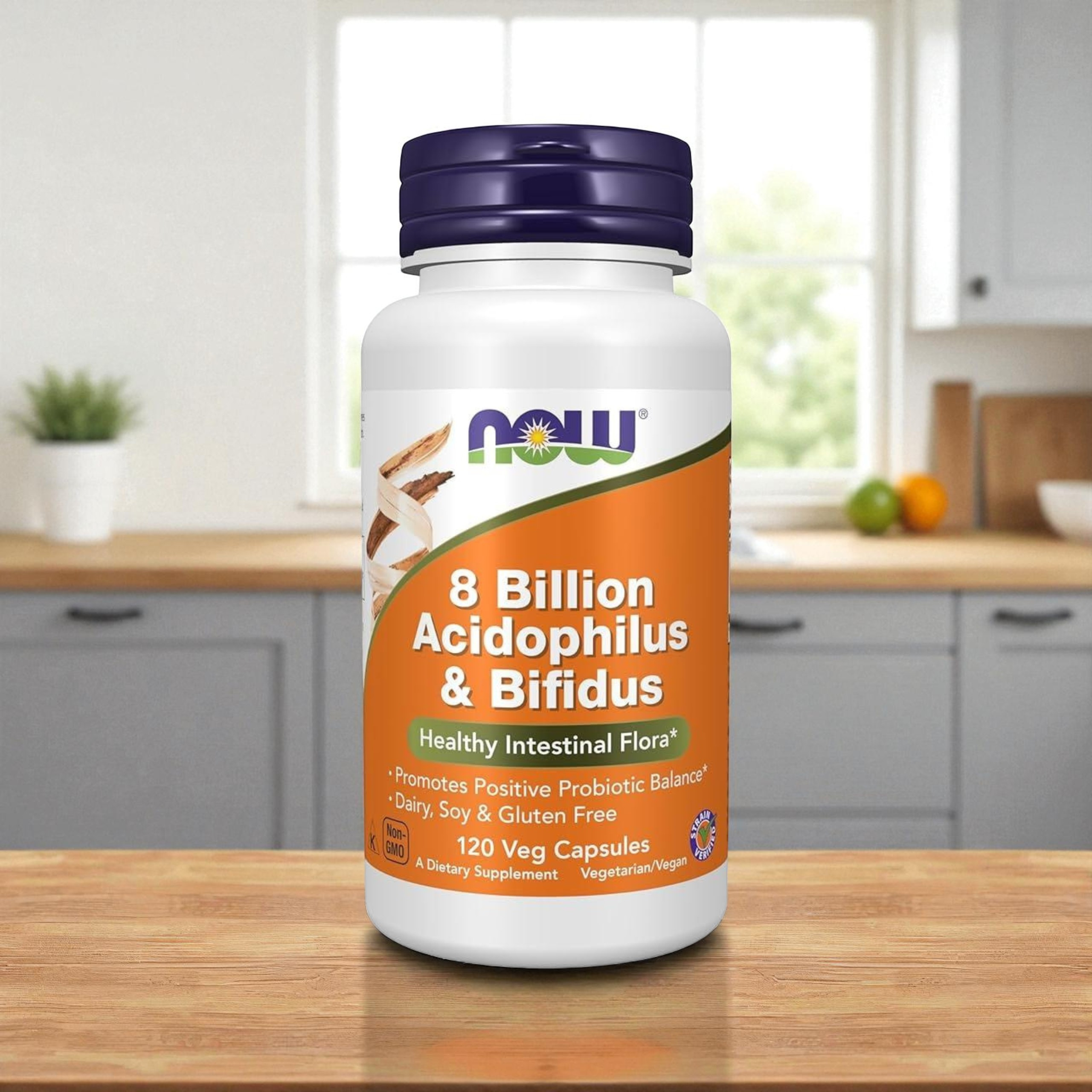 NOW - 8 Milliarden Acidophilus & Bifidus - 120 vegetarische Kapseln.