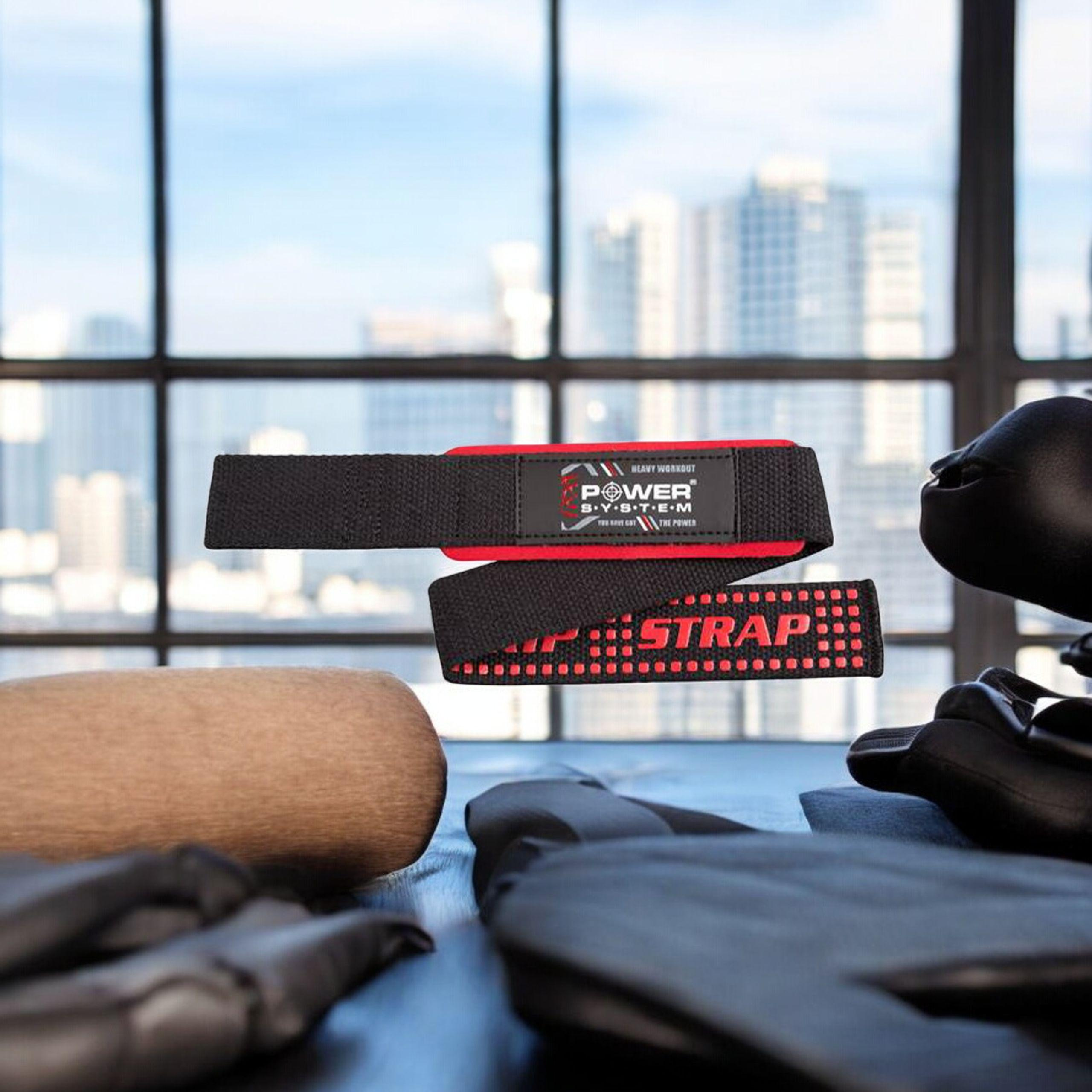 POWER SYSTEM XTR Grip Straps Black/Red - Trainingsgurte