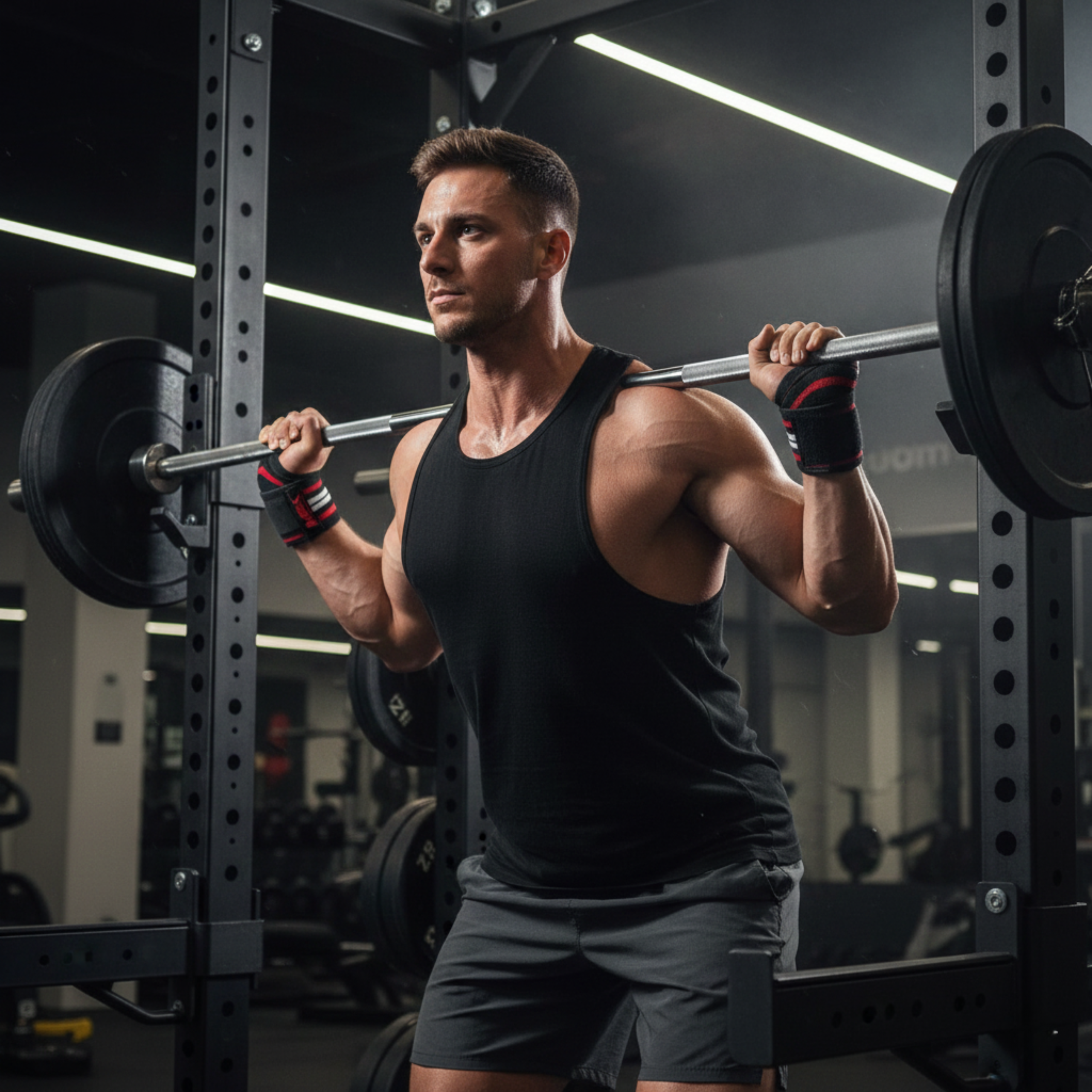 MEX NUTRITION - Handgelenkbandgen - Schwarz/Rot/Weiß - 46cm