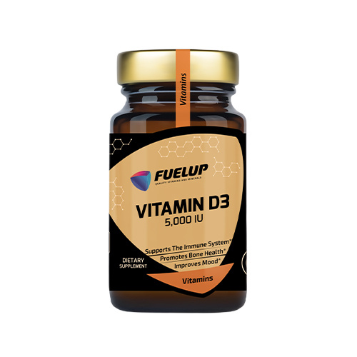 Opakowanie FUELUP Vitamin D3 5000IU zawierające 120 miękkich kapsułek