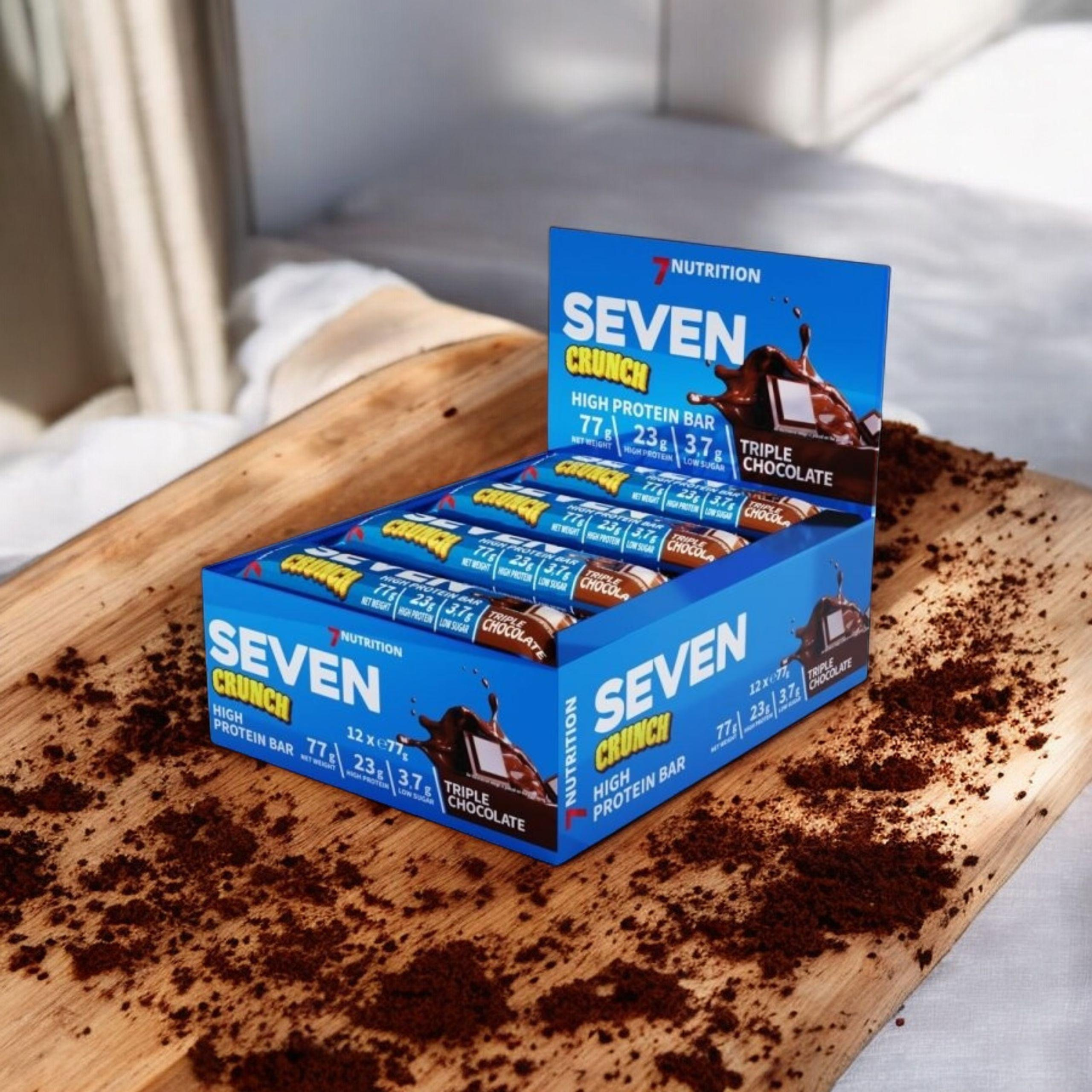 7 NUTRITION - Seven Crunch HP Riegel - 12x 77g - Dreifache Schokolade