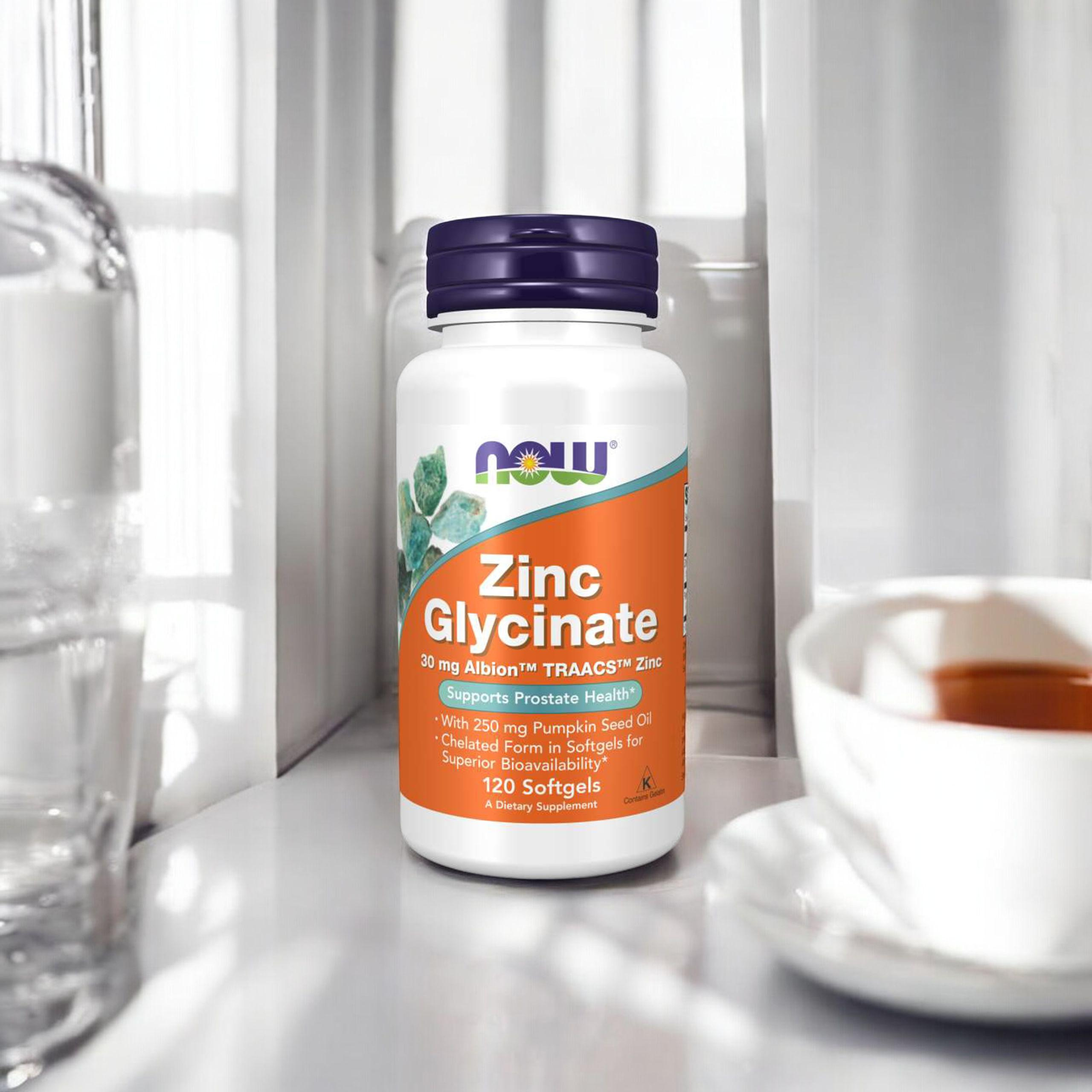 NOW Zinc Glycinate 30mg - 120softgels - Glicynian Zink