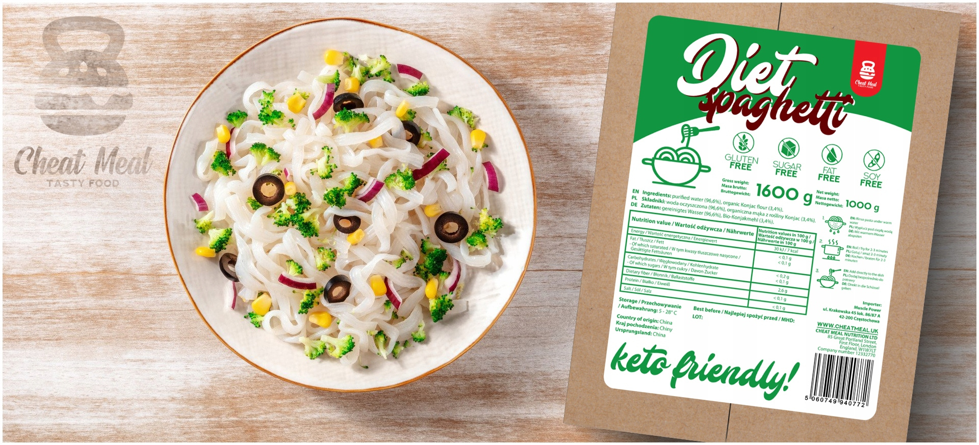 Cheat Meal Nutrition Diet Noodles + Spaghetti 1600g + 1600g (2000g netto) - Konjac-Nudeln