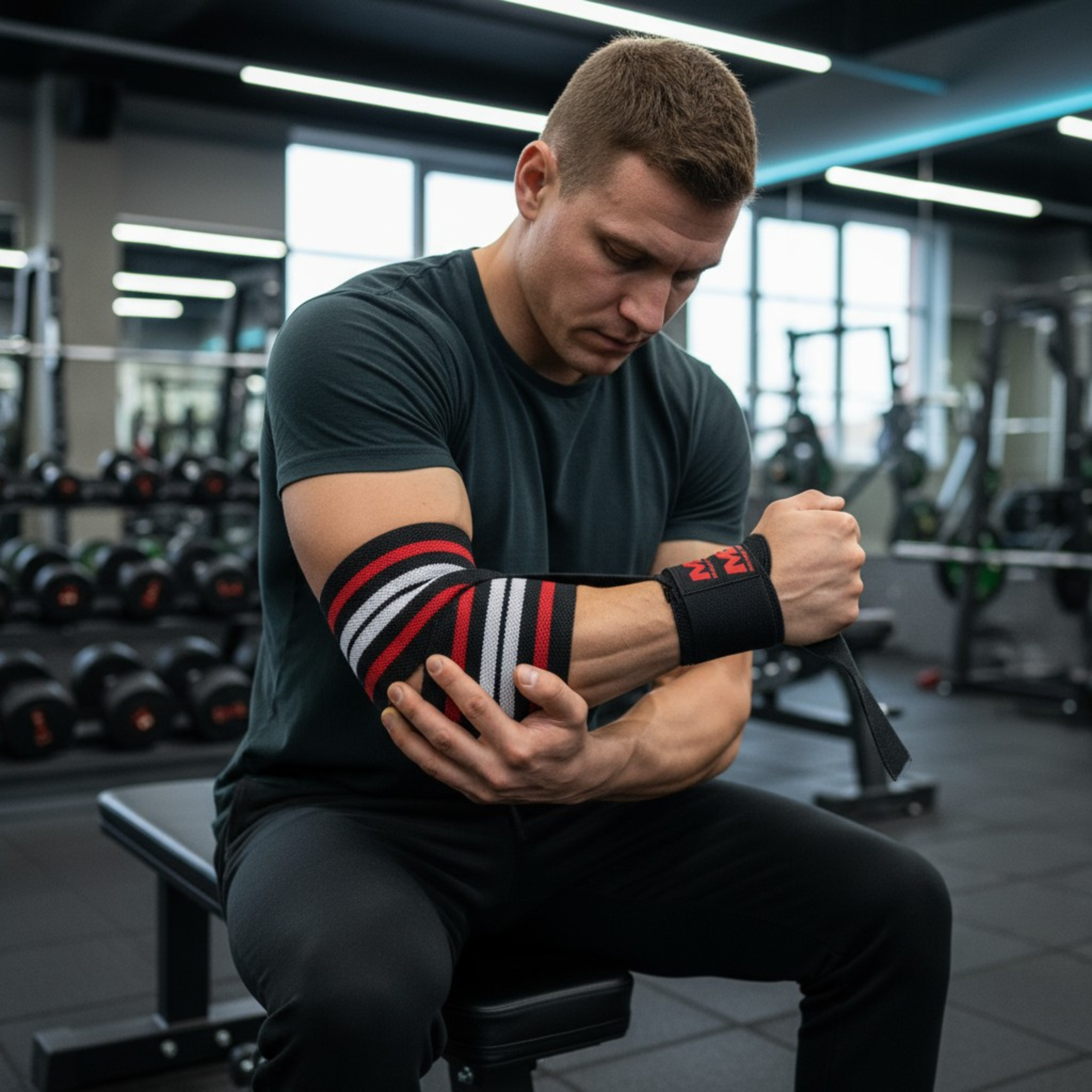 MEX SPORT - Elbow Wraps - Schwarz/Rot/Weiß