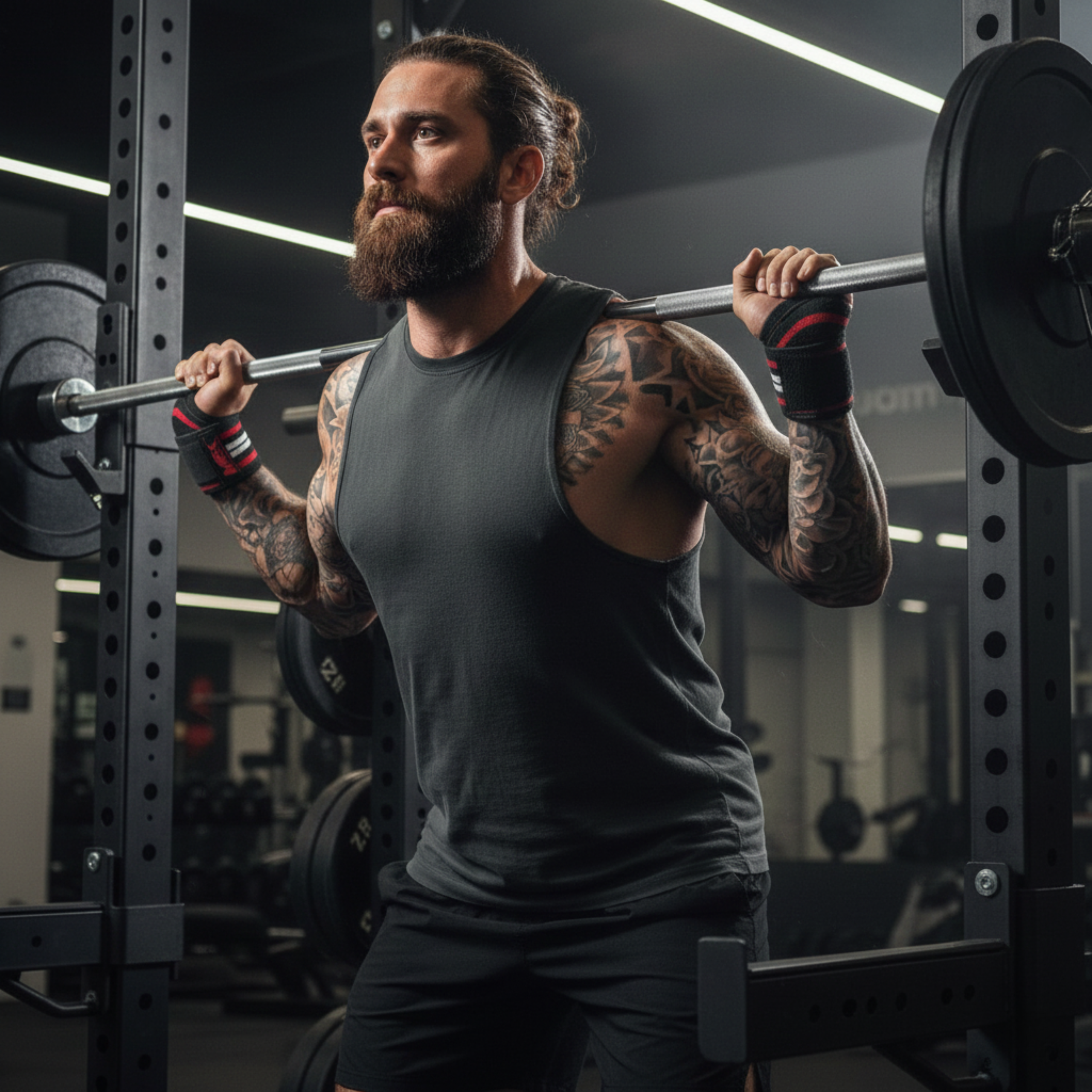 MEX NUTRITION - Handgelenkbandgen - Schwarz/Rot/Weiß - 46cm