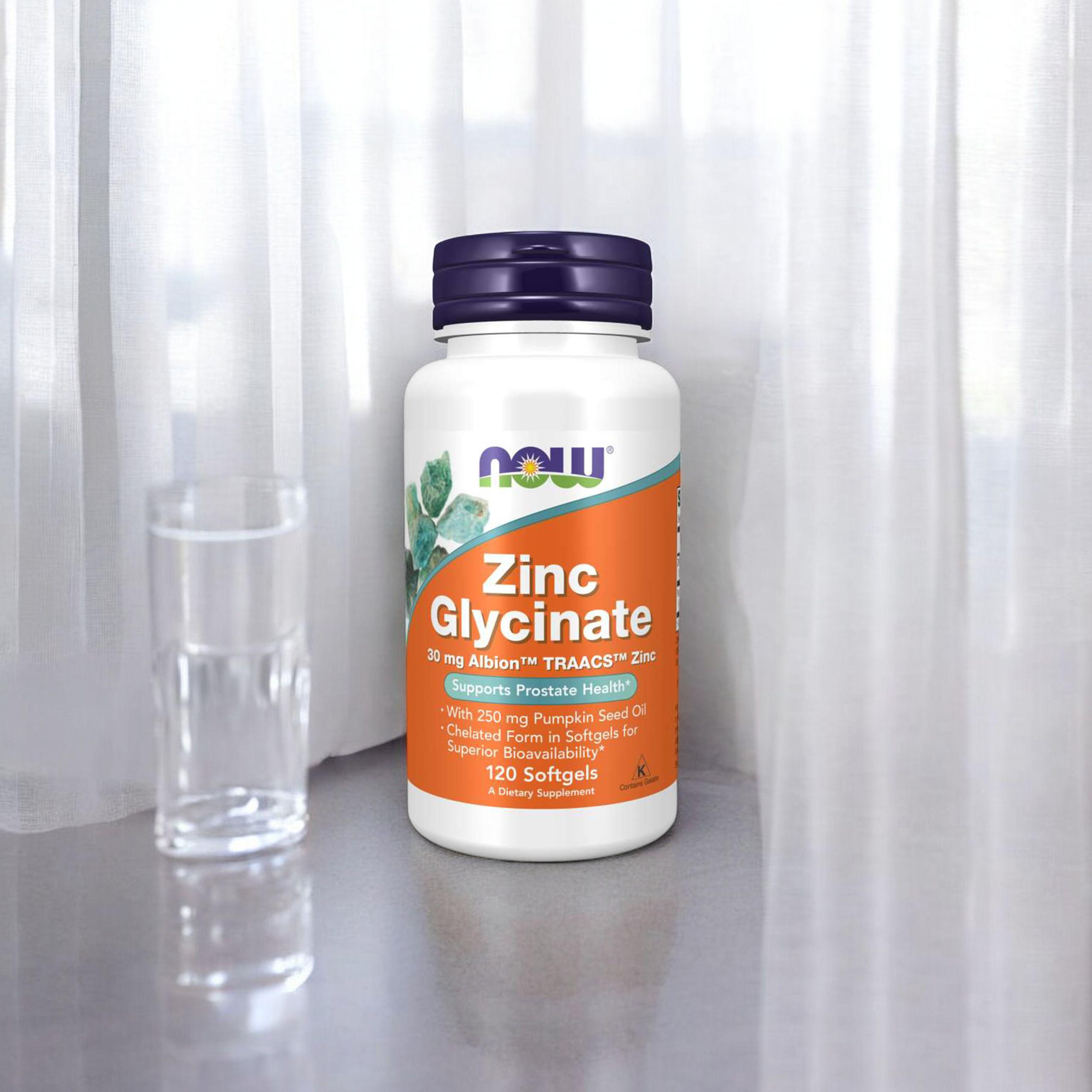NOW Zinc Glycinate 30mg - 120softgels - Glicynian Zink