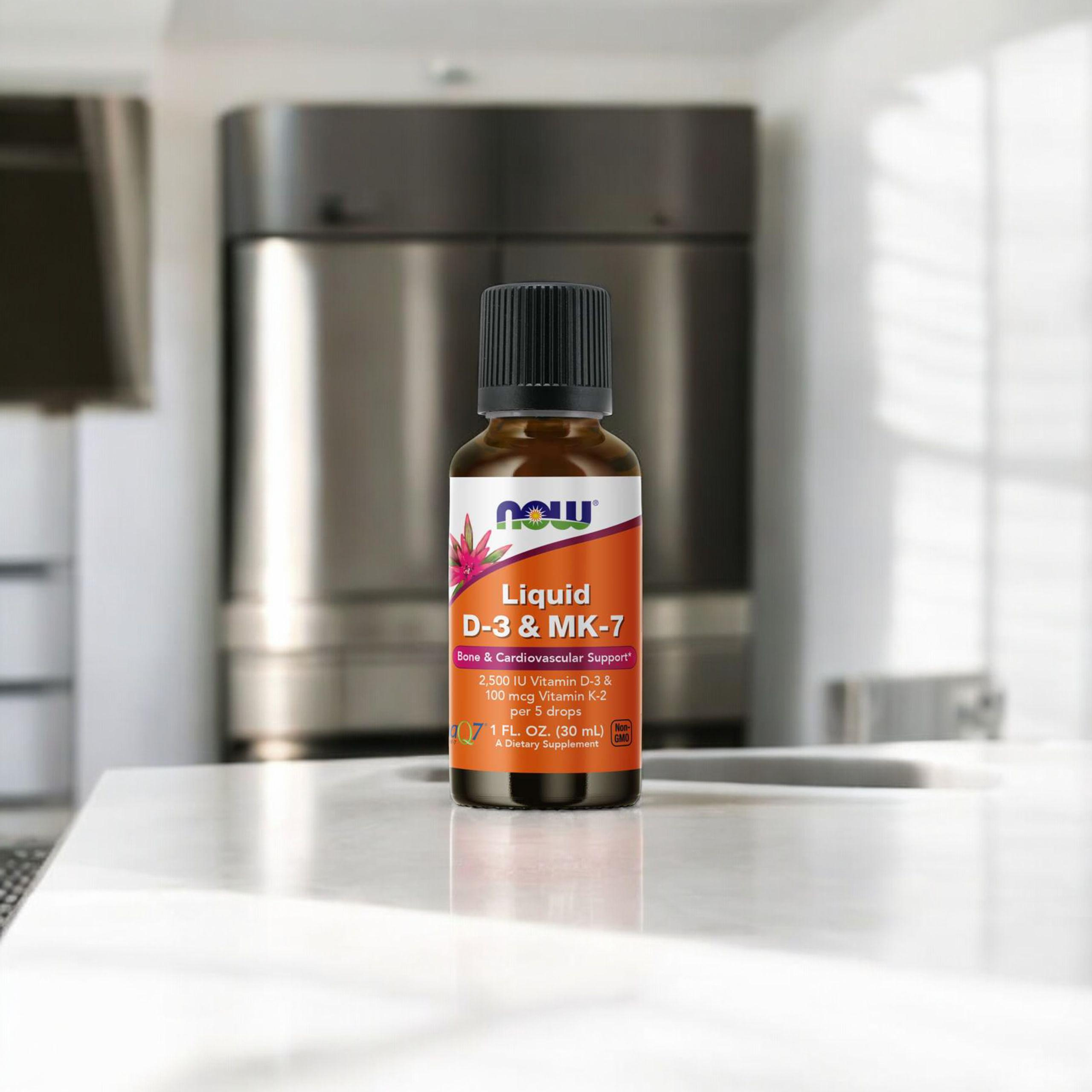 NOW Liquid D-3 & MK-7 - 30ml - Vitamin D3 & MK7 in Tropfen