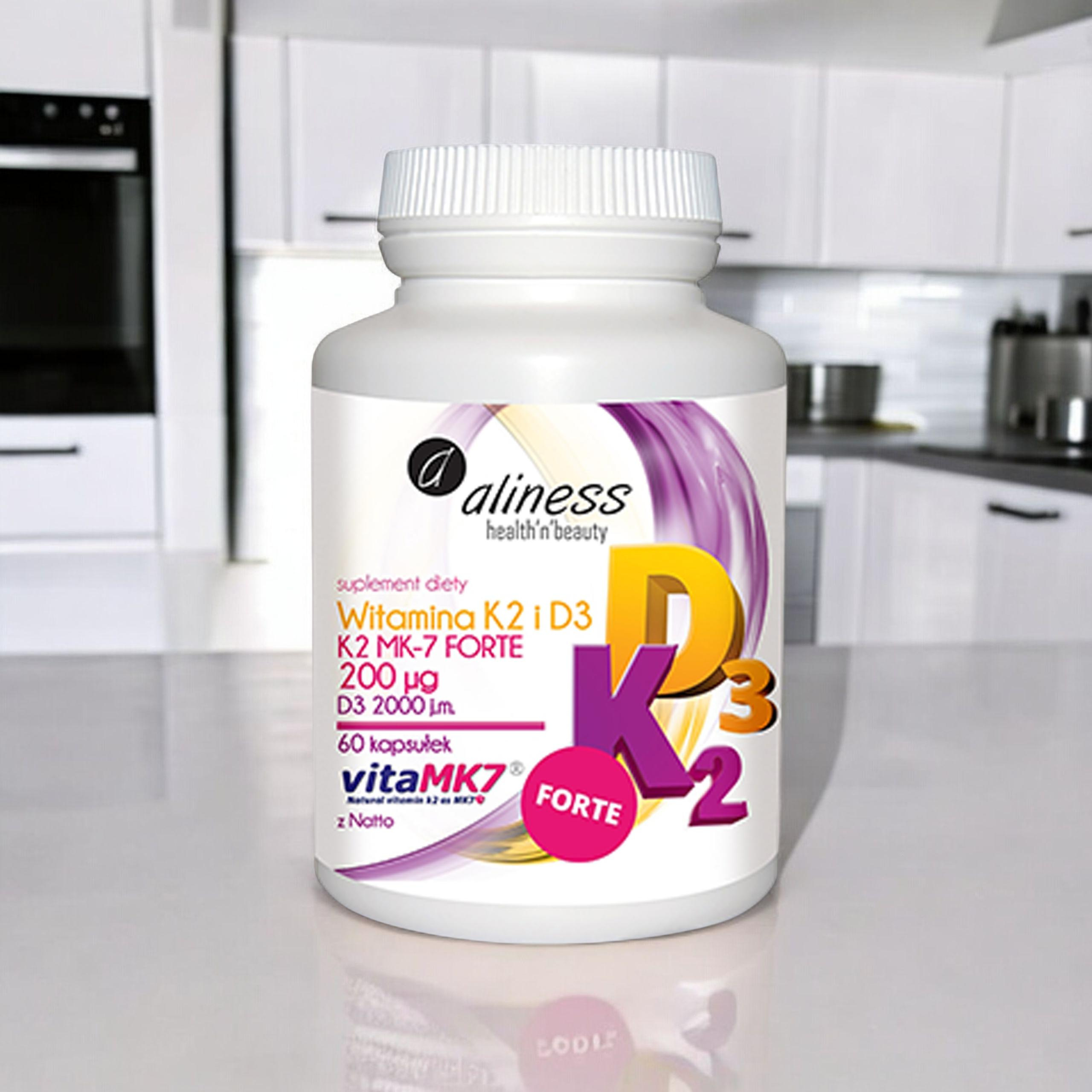 ALINESS - Vitamin K2MK7 FORTE 200mcg + D3 50mcg - 60caps.