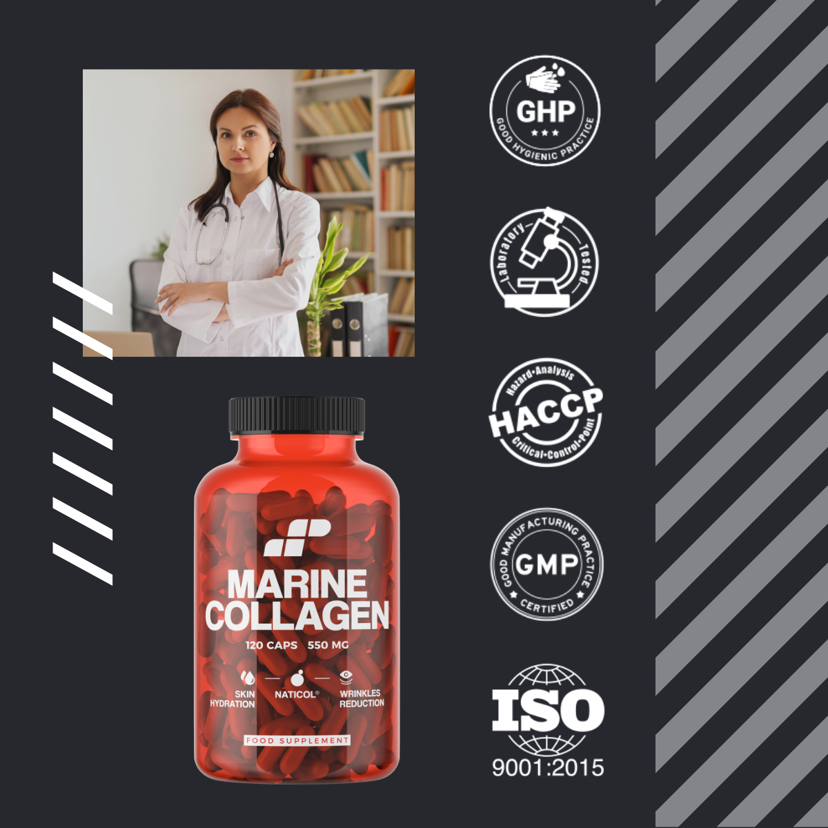 MP NUTRITION Marine Collagen 550mg - 120caps - Fisch Kollagen Naticol