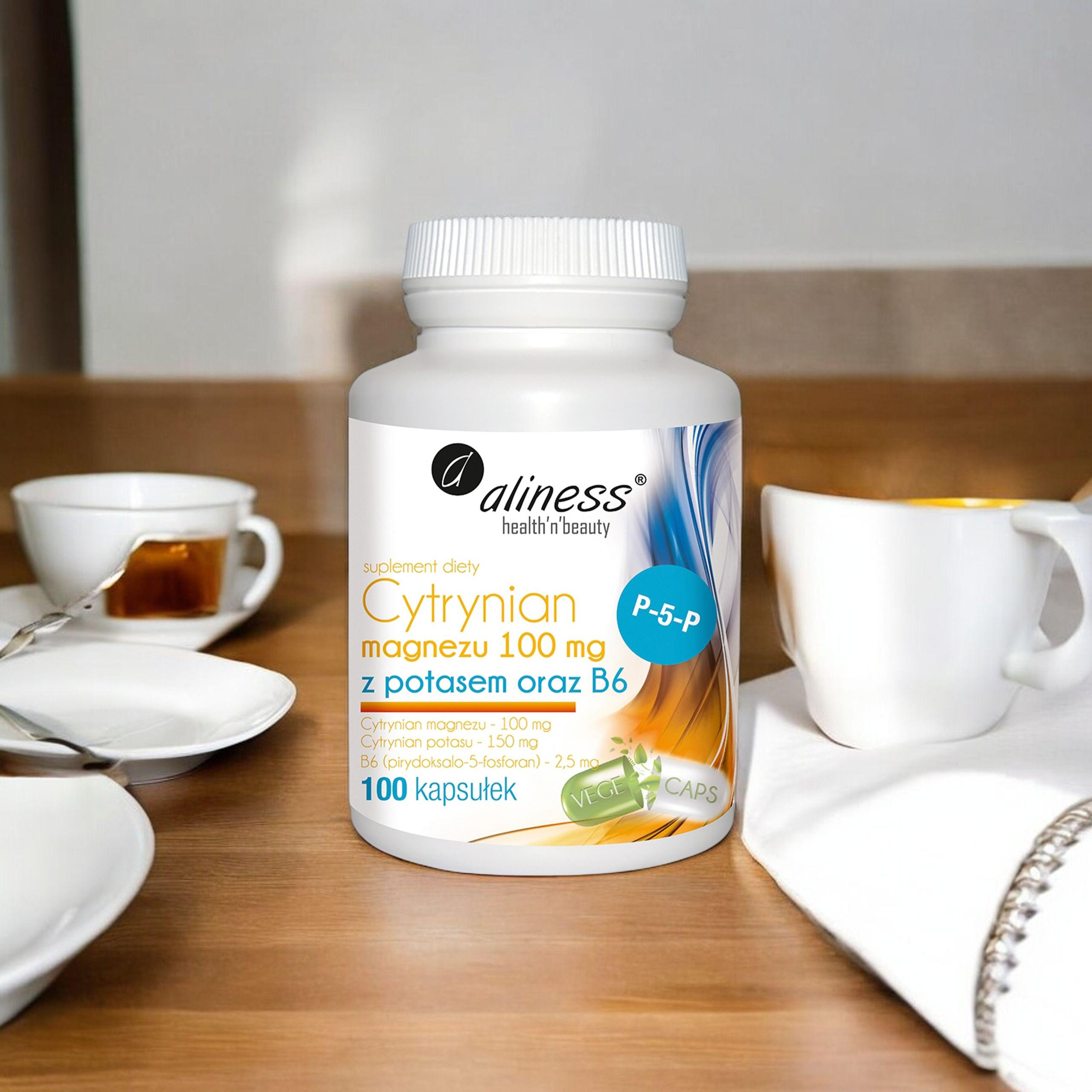 ALINESS Magnesium Citrat 100mg mit Kalium und B6 - 100 caps