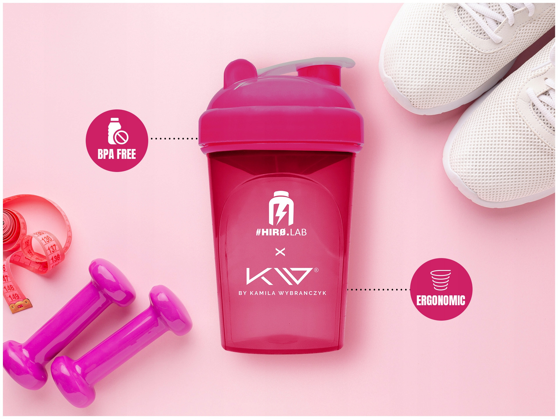 HIRO.LAB - Shaker Kamila Wybrańczyk - 500ml - Pink