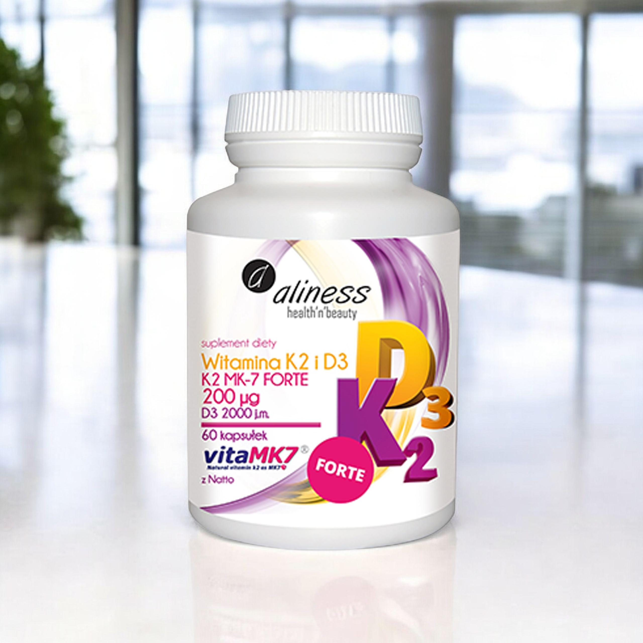 ALINESS - Vitamin K2MK7 FORTE 200mcg + D3 50mcg - 60caps.