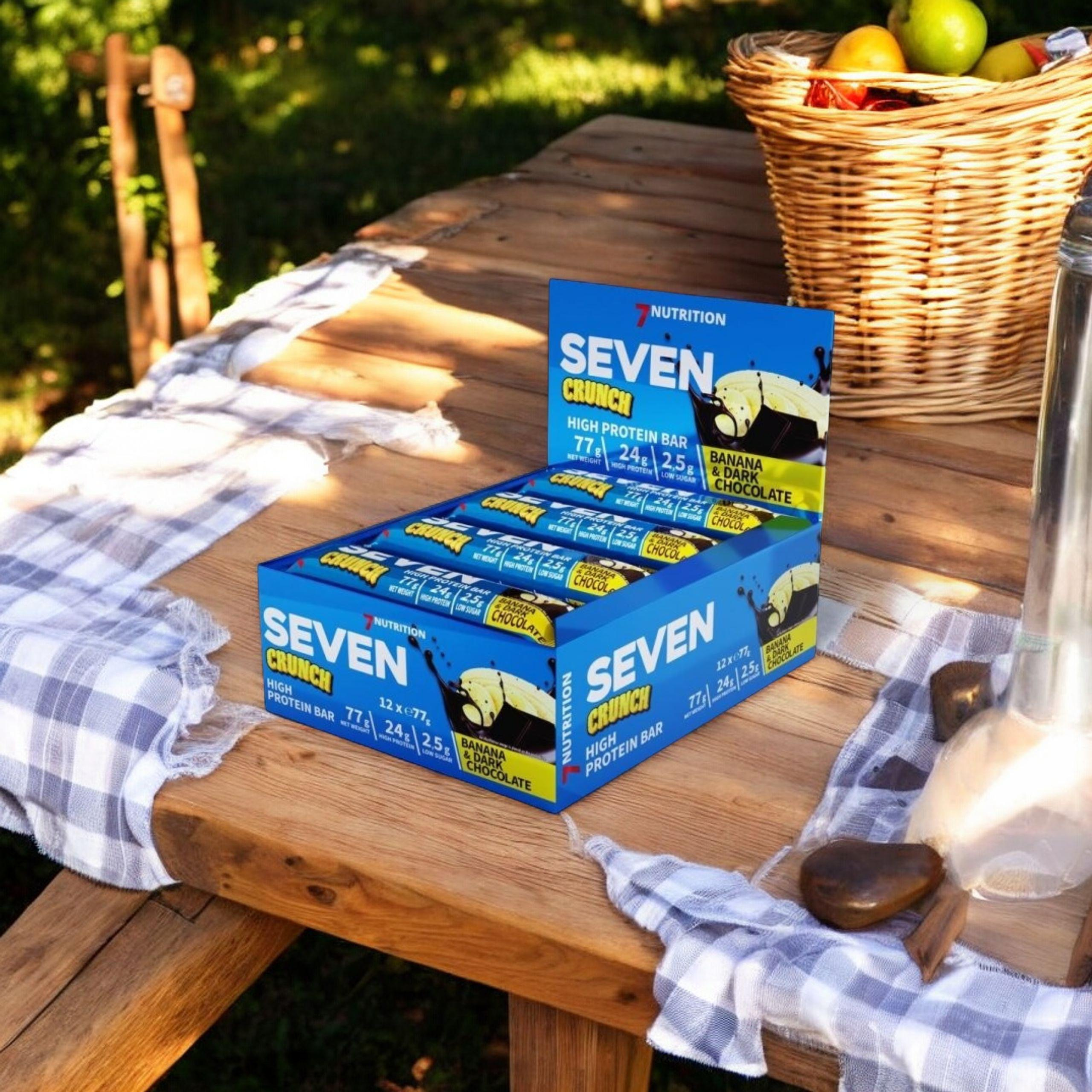 7 NUTRITION - Seven Crunch HP Riegel - 12x 77g - Banane und Zartbitterschokolade