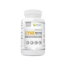WISH Pharmaceutical Cynk Zinkglukonat 15mg + Prebiotyk - 180caps