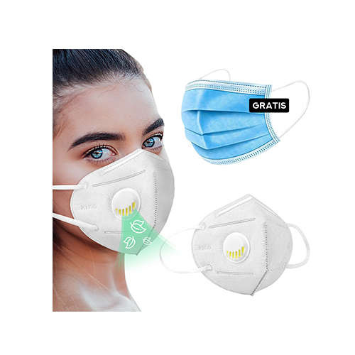 MP GENERATION Schutzmaske Wiederverwendbar mit Filter KN95 FFP2 - 1 Stück + Gratis Einwegmaske zertifiziert 3-Schicht - 1 Stück