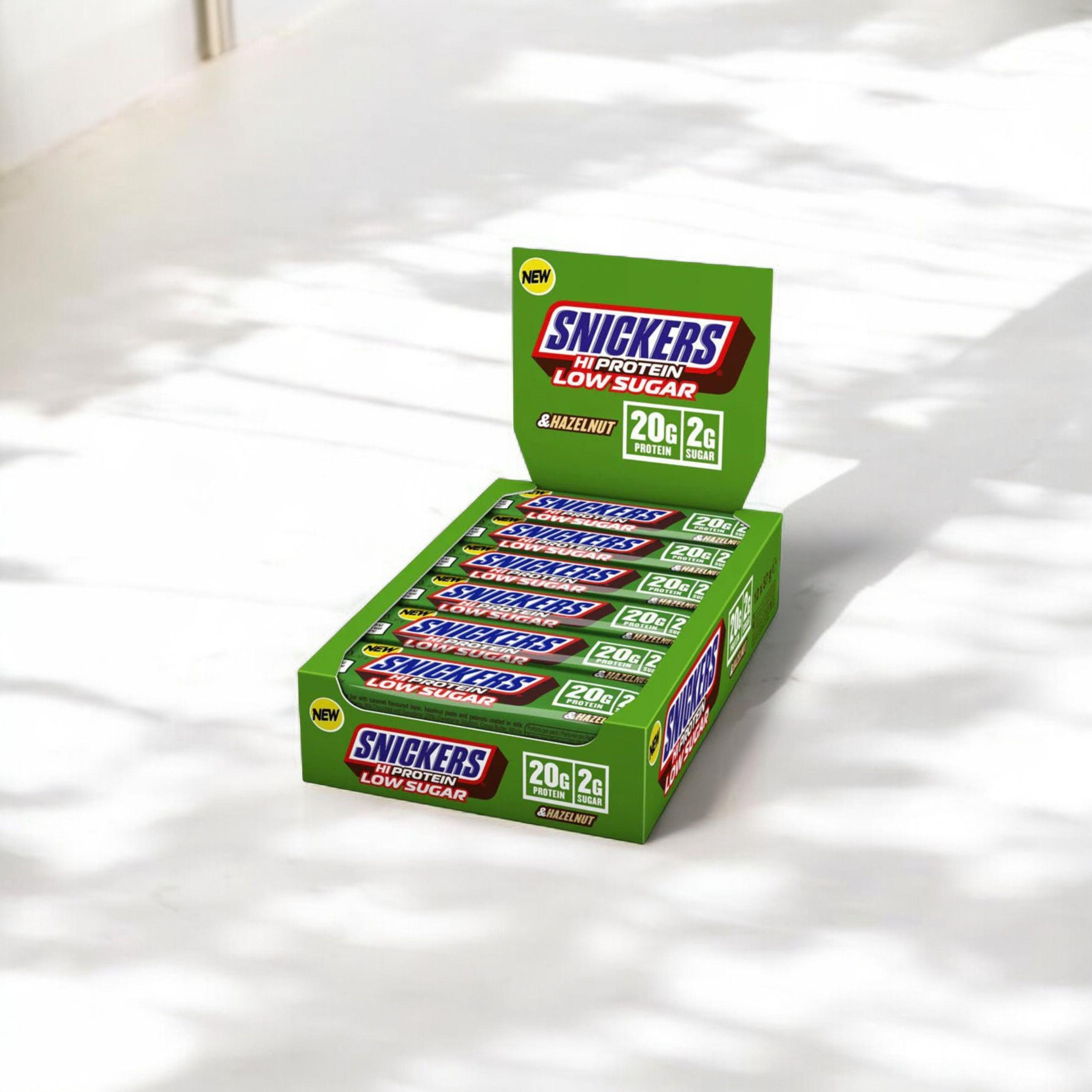 Mars - Snickers HI Protein Zuckerreduzierter Riegel - 57g x12 - Haselnuss