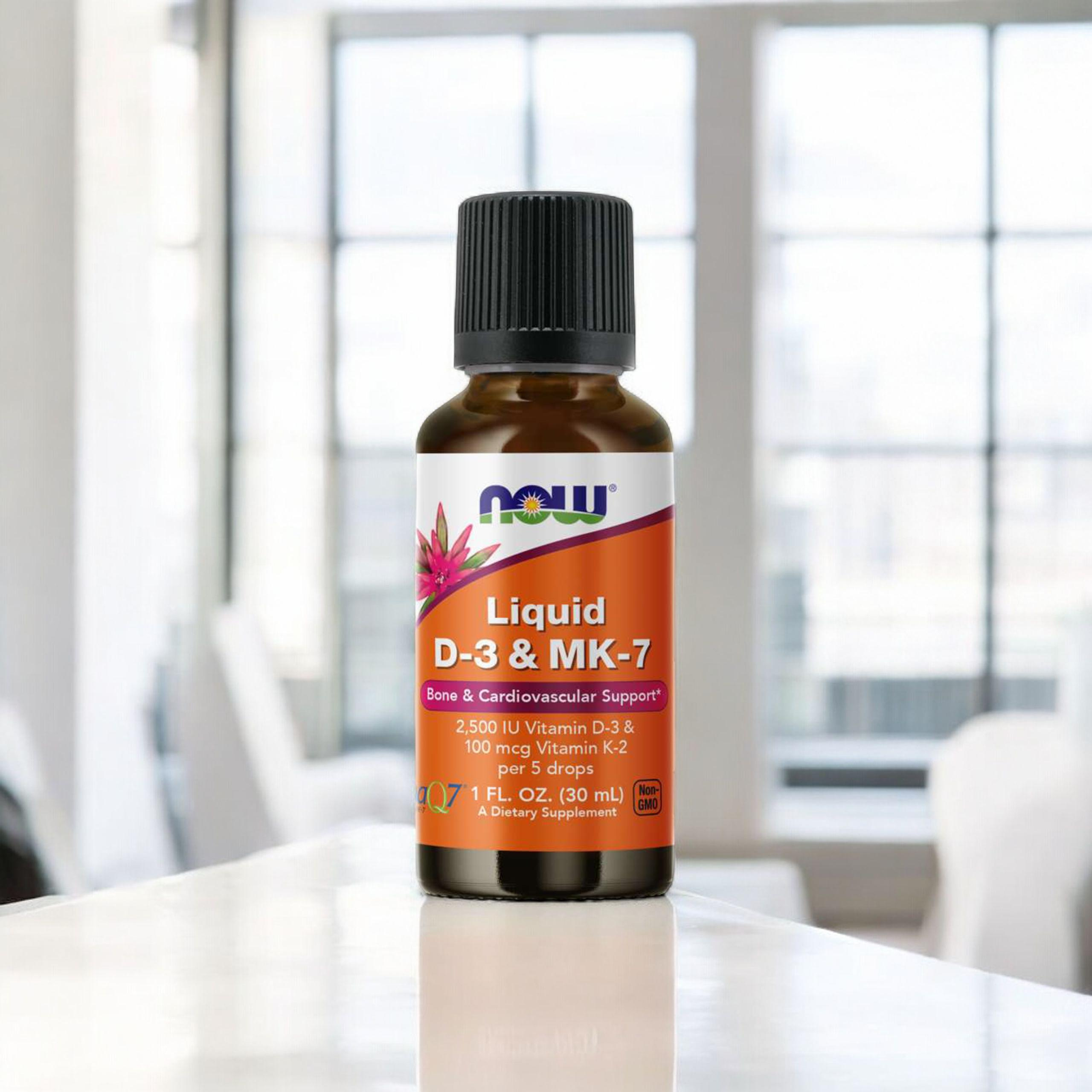 NOW Liquid D-3 & MK-7 - 30ml - Vitamin D3 & MK7 in Tropfen