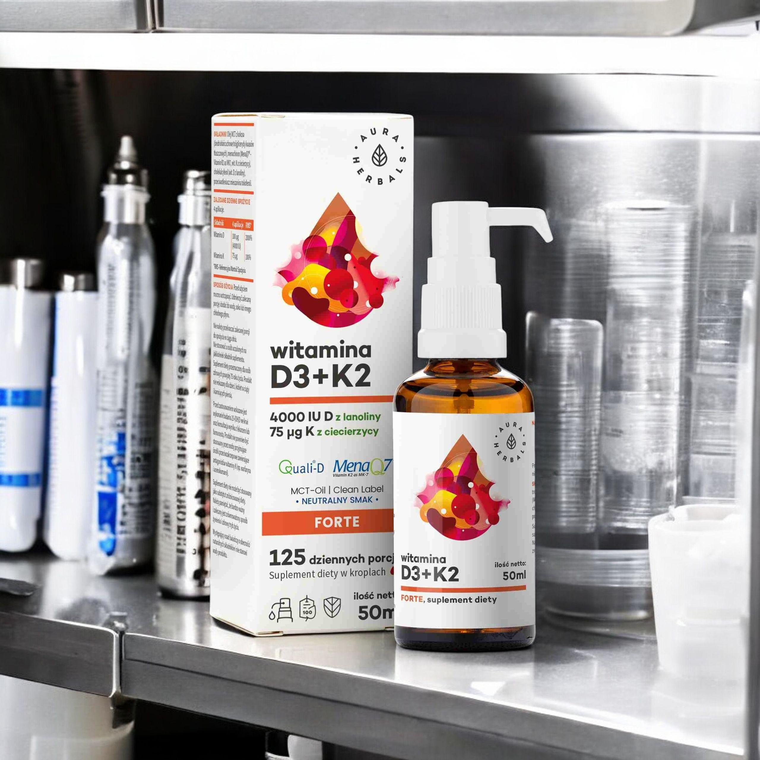 AURA HERBALS - Vitamin D3 4000 IE + K2 MCT - 50ml