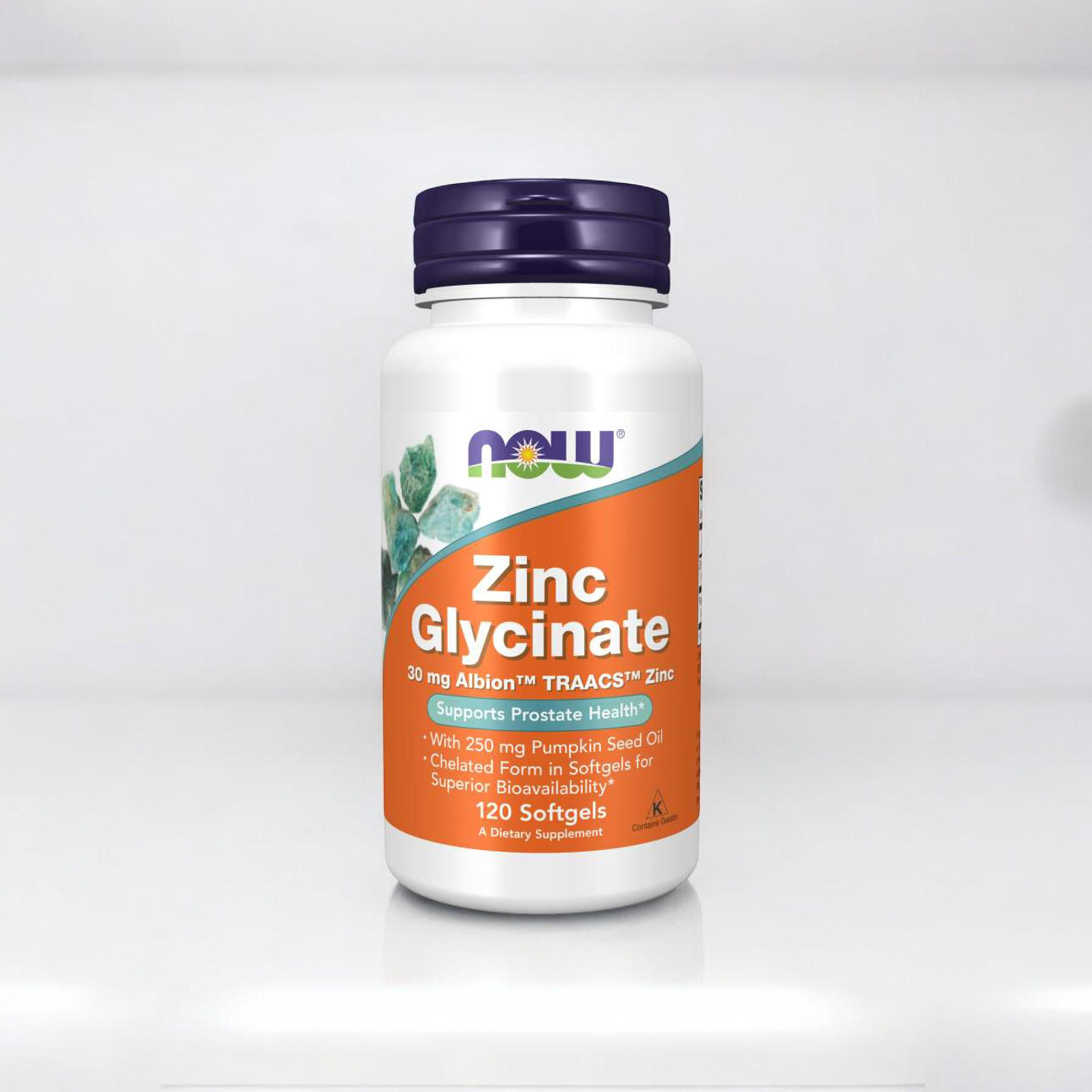 NOW Zinc Glycinate 30mg - 120softgels - Glicynian Zink