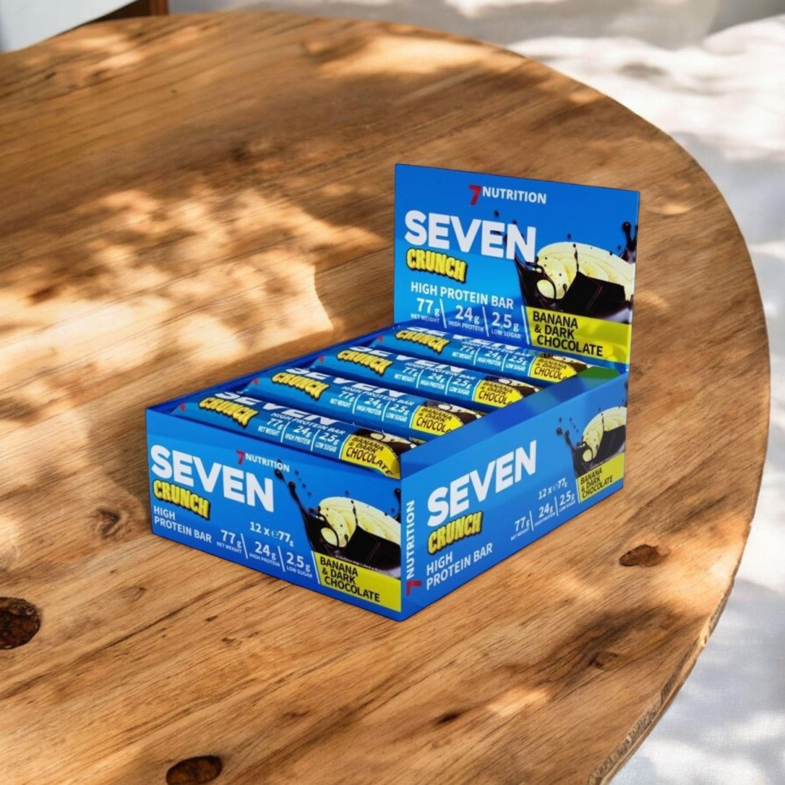 7 NUTRITION - Seven Crunch HP Riegel - 12x 77g - Banane und Zartbitterschokolade